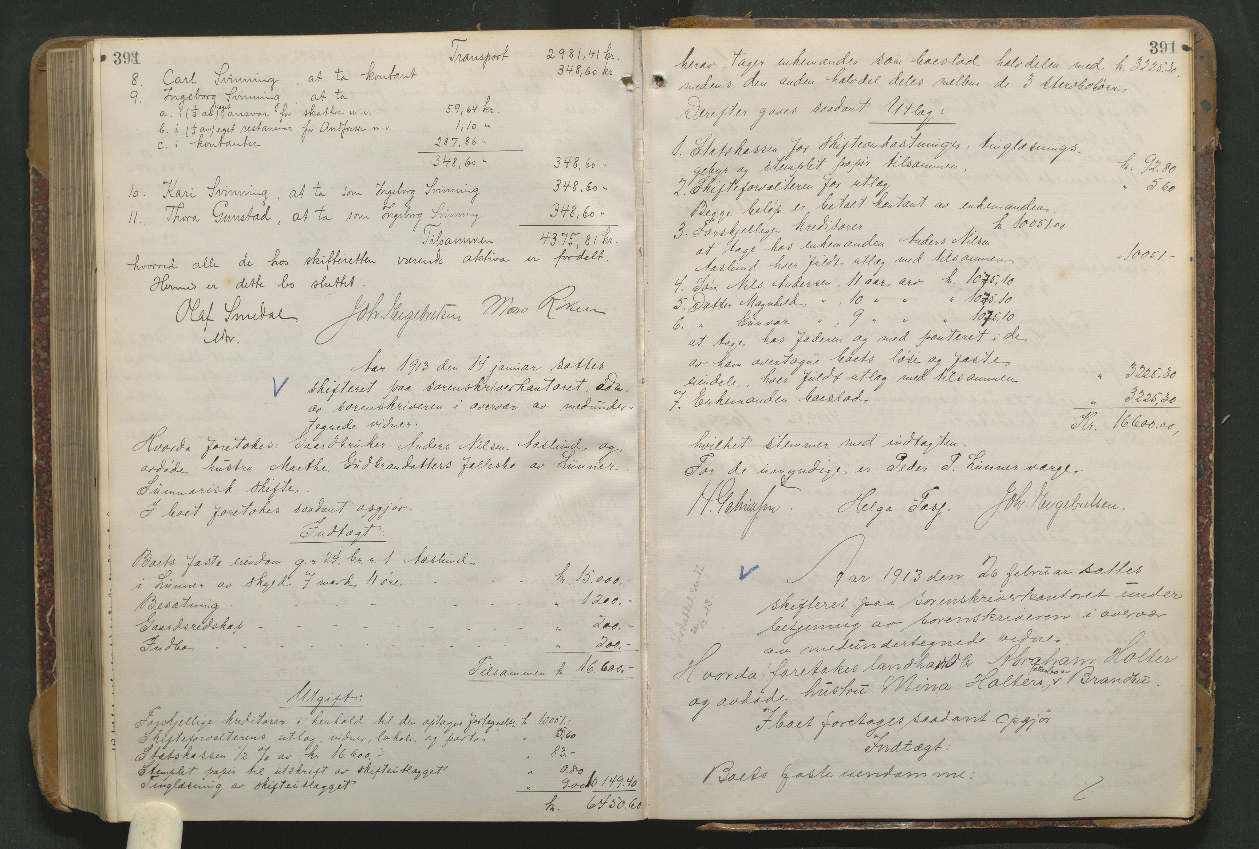 Hadeland og Land tingrett, AV/SAH-TING-010/J/Jd/L0004: Skifteutlodningsprotokoll, 1900-1913, s. 391