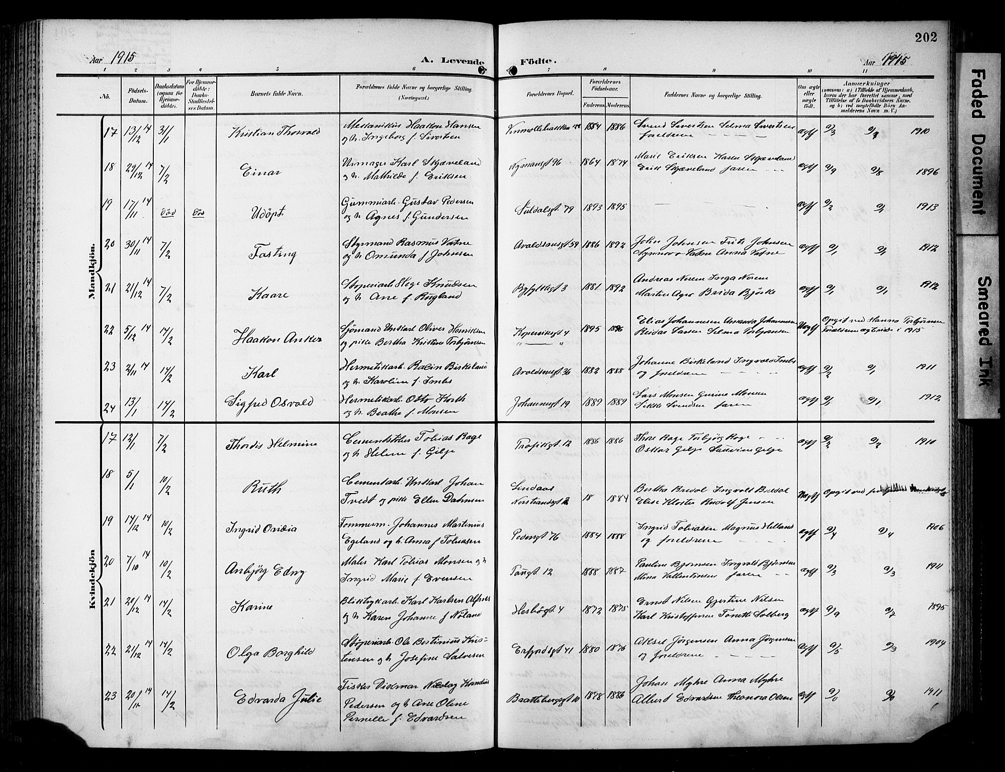 St. Johannes sokneprestkontor, SAST/A-101814/001/30/30BB/L0006: Klokkerbok nr. B 6, 1907-1917, s. 202