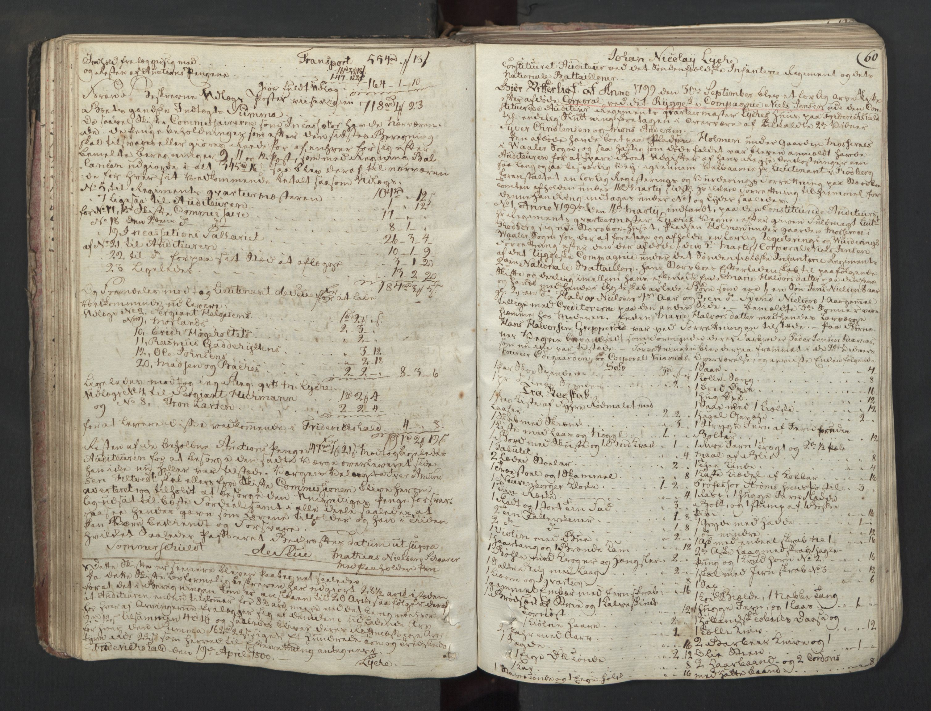 Forsvaret, Generalauditøren, AV/RA-RAFA-1772/F/Fj/Fjc/L0009: Skifteprotokol for det søndenfjeldske inf. reg.s nationale batailloner, 1789-1807, s. 59b-60a