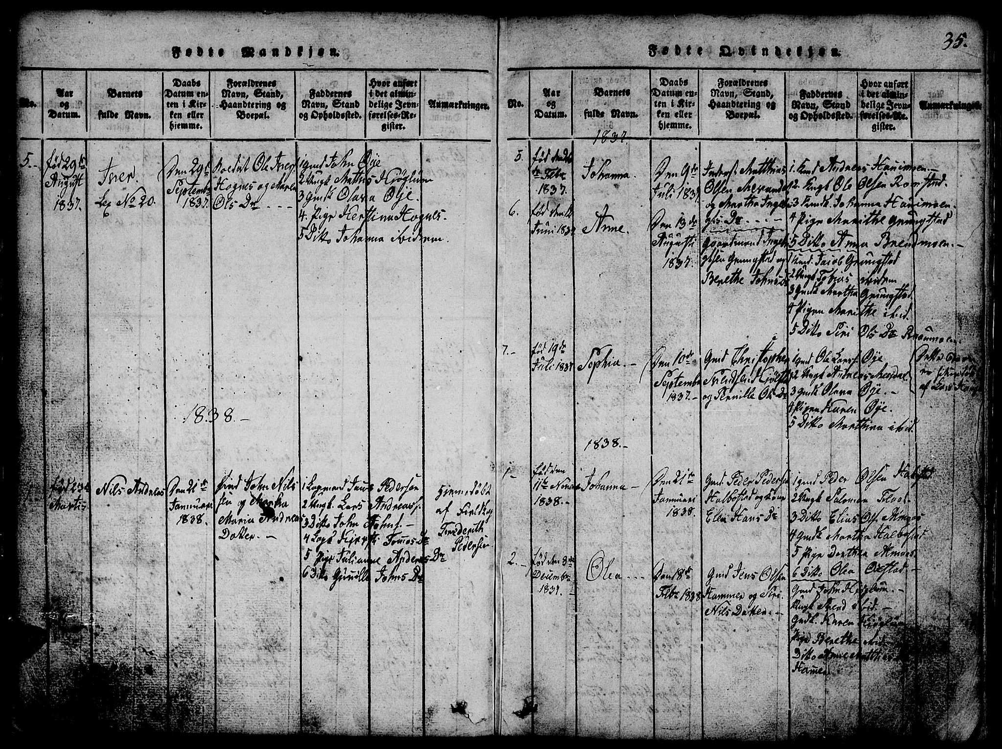 Ministerialprotokoller, klokkerbøker og fødselsregistre - Nord-Trøndelag, AV/SAT-A-1458/765/L0562: Klokkerbok nr. 765C01, 1817-1851, s. 35