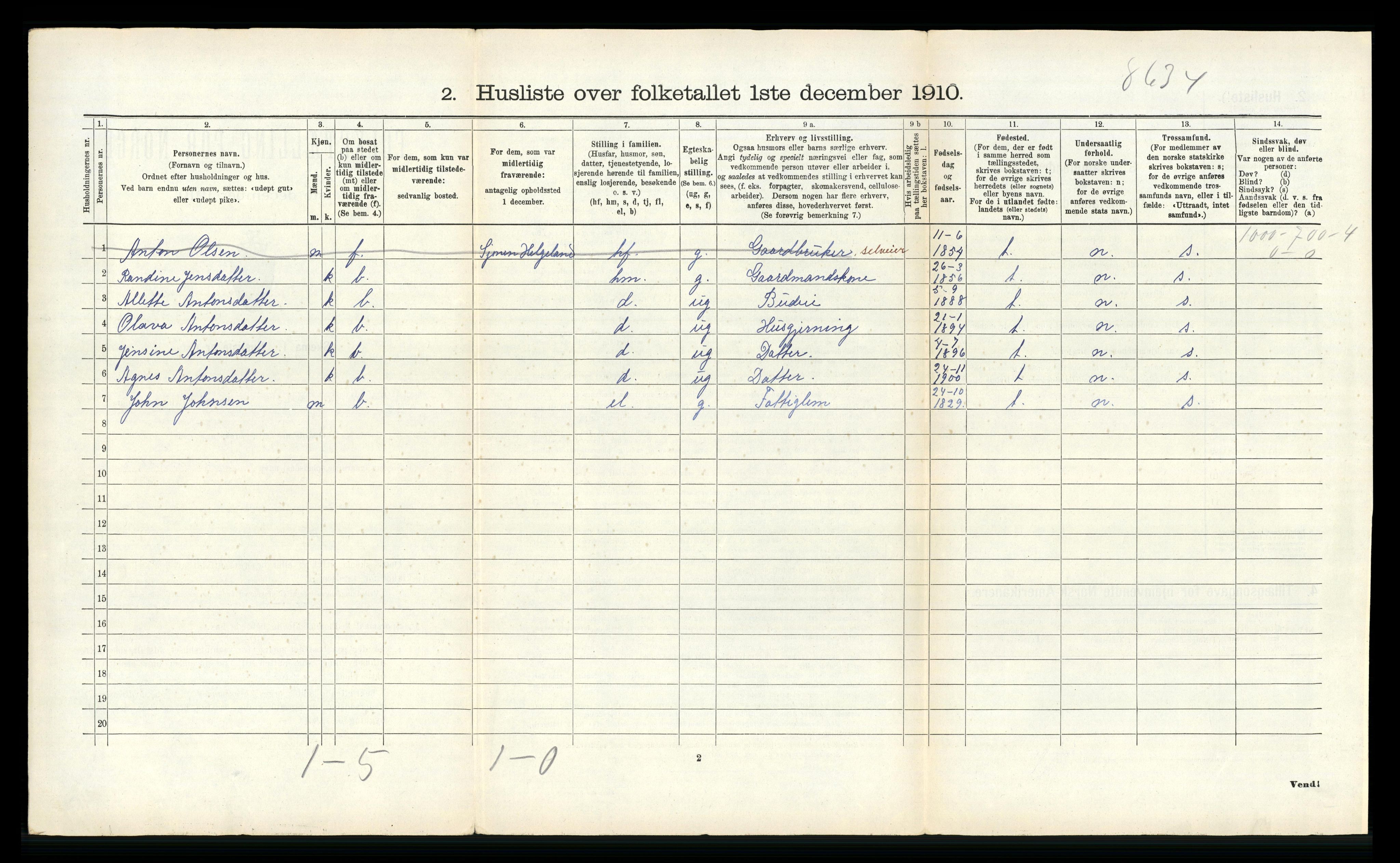 RA, Folketelling 1910 for 1833 Mo herred, 1910, s. 1724