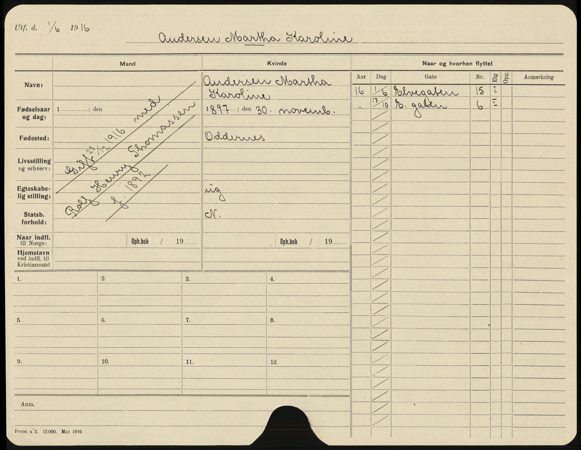 Kristiansand folkeregister, AV/SAK-1341-0030/Hu/L0003: Gifte kvinner, alfabetisk, 1916-1924