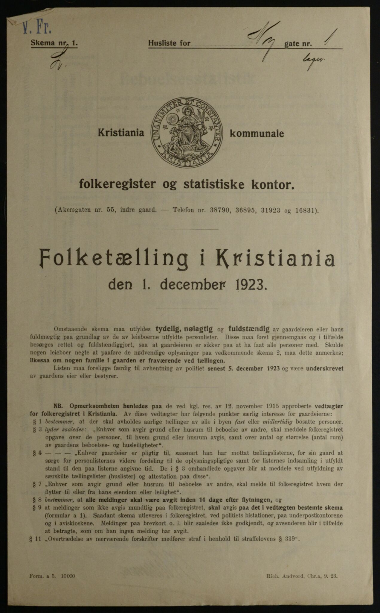 OBA, Kommunal folketelling 1.12.1923 for Kristiania, 1923, s. 81205