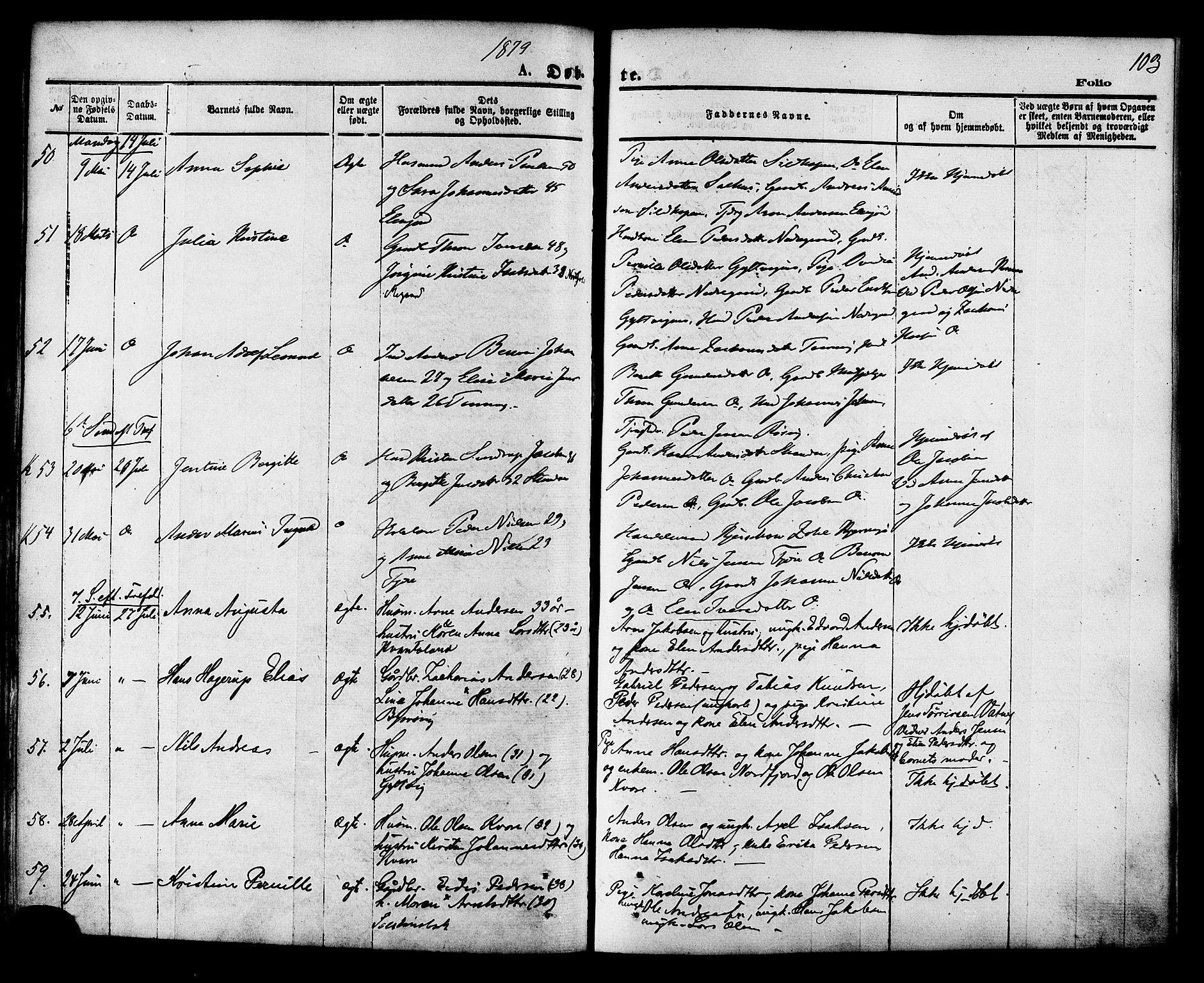 Ministerialprotokoller, klokkerbøker og fødselsregistre - Nordland, AV/SAT-A-1459/853/L0771: Ministerialbok nr. 853A10, 1870-1881, s. 103