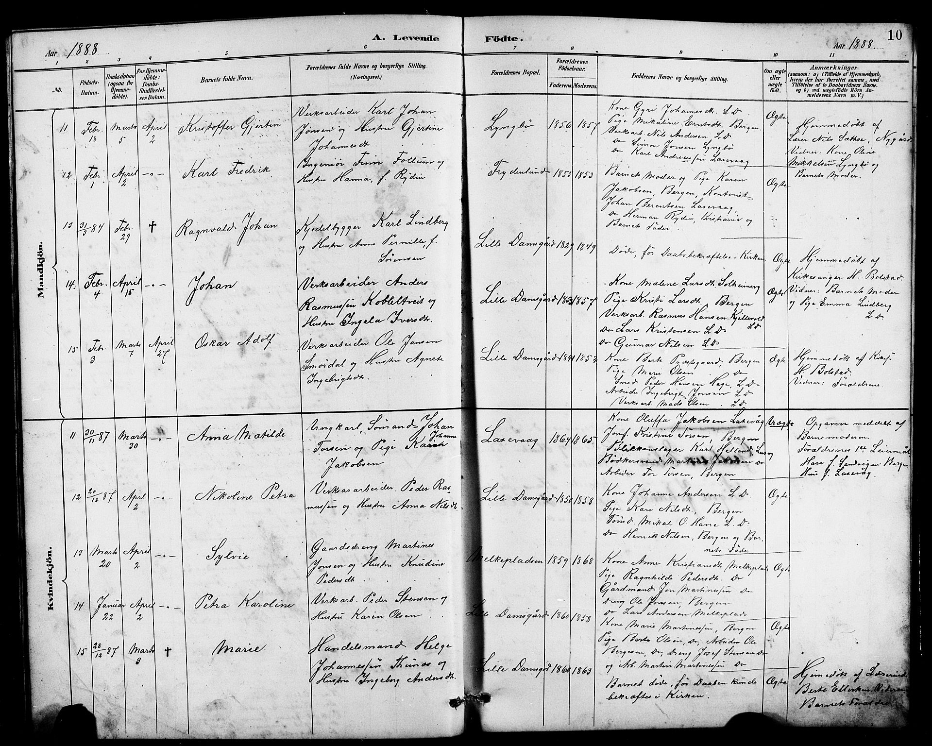 Laksevåg Sokneprestembete, AV/SAB-A-76501/H/Ha/Hab/Haba/L0003: Klokkerbok nr. A 3, 1887-1899, s. 10