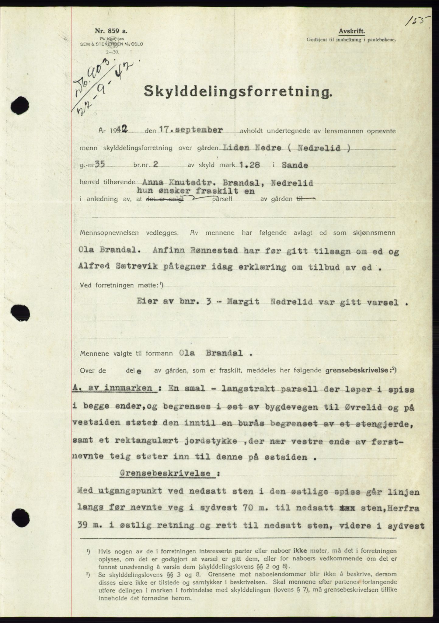 Søre Sunnmøre sorenskriveri, SAT/A-4122/1/2/2C/L0074: Pantebok nr. 68, 1942-1943, Dagboknr: 903/1942