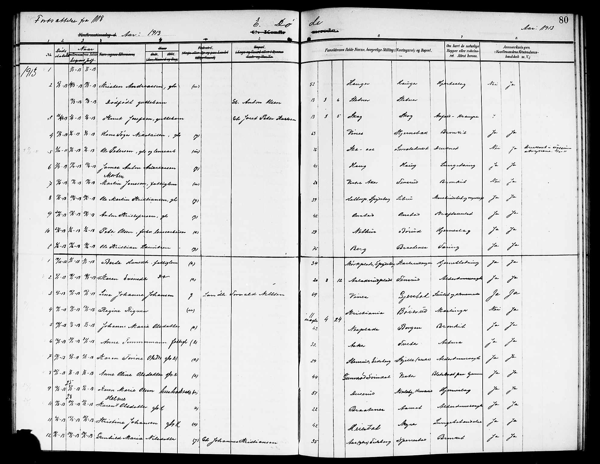 Skiptvet prestekontor Kirkebøker, AV/SAO-A-20009/G/Ga/L0002: Klokkerbok nr. 2, 1905-1915, s. 80