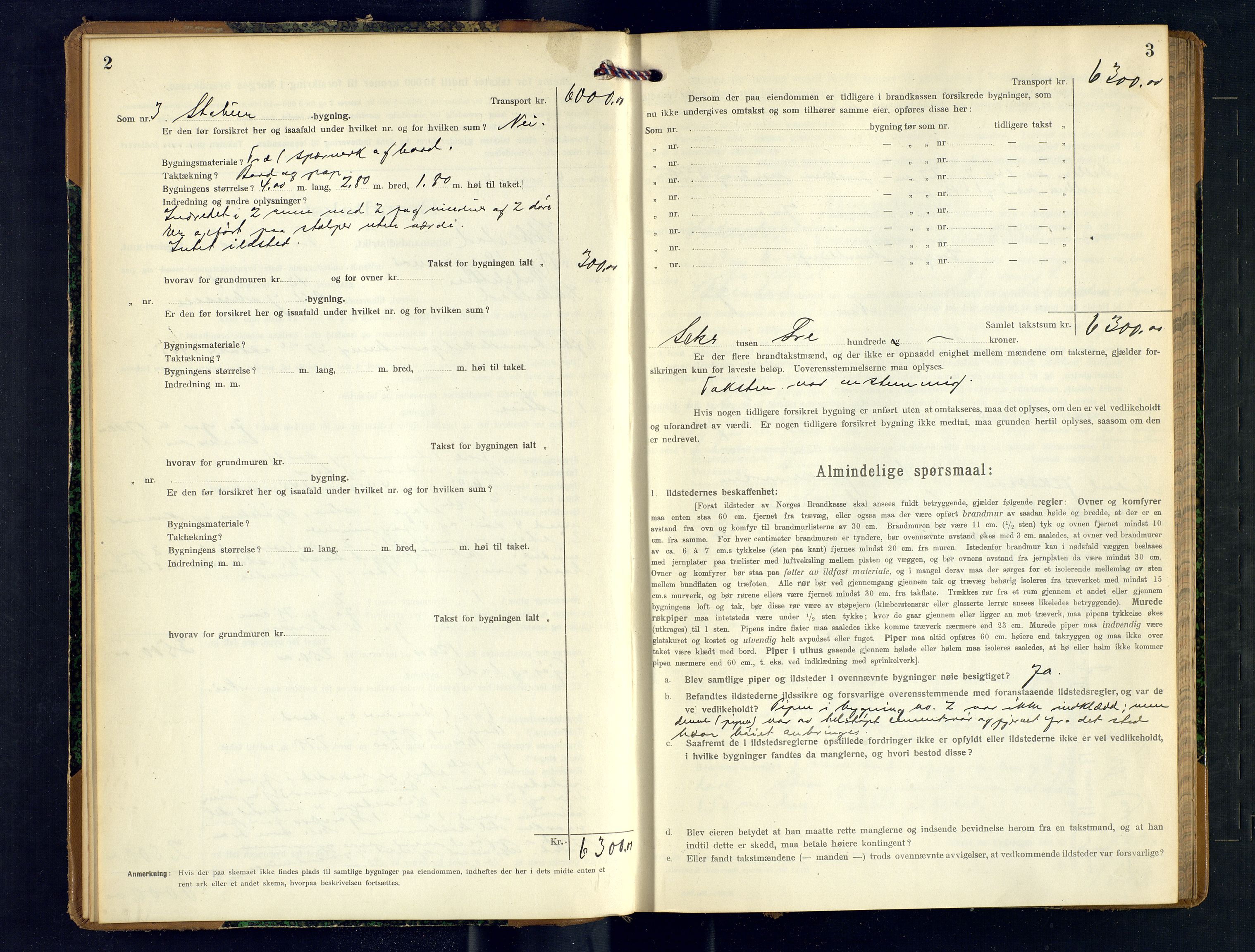 Ibestad lensmannskontor, AV/SATØ-S-1499/F/Fv/Fvh/L0276: Branntakstprotokoller, 1917-1918, s. 2-3