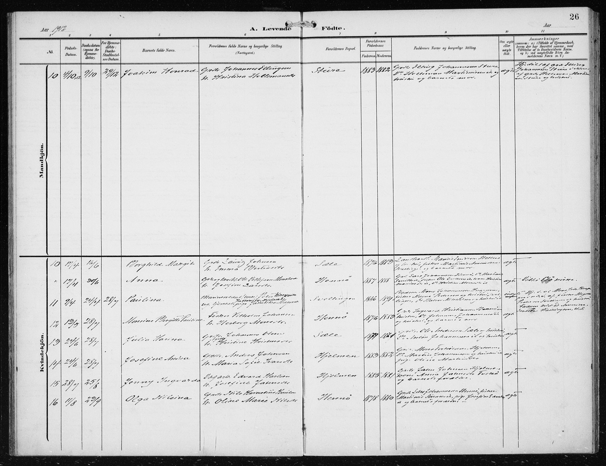 Herdla Sokneprestembete, AV/SAB-A-75701/H/Haa: Ministerialbok nr. B 1, 1902-1921, s. 26