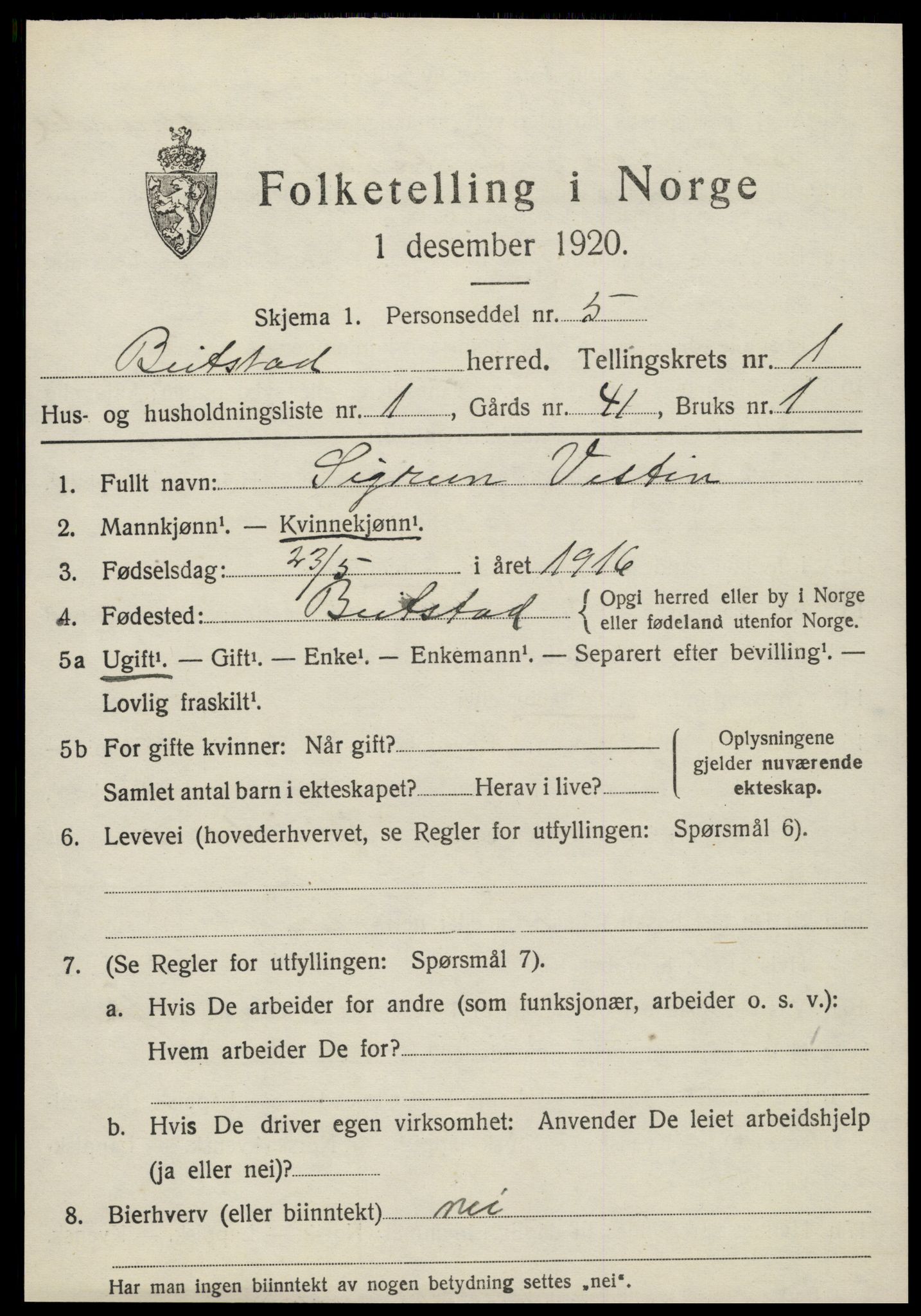 SAT, Folketelling 1920 for 1727 Beitstad herred, 1920, s. 759