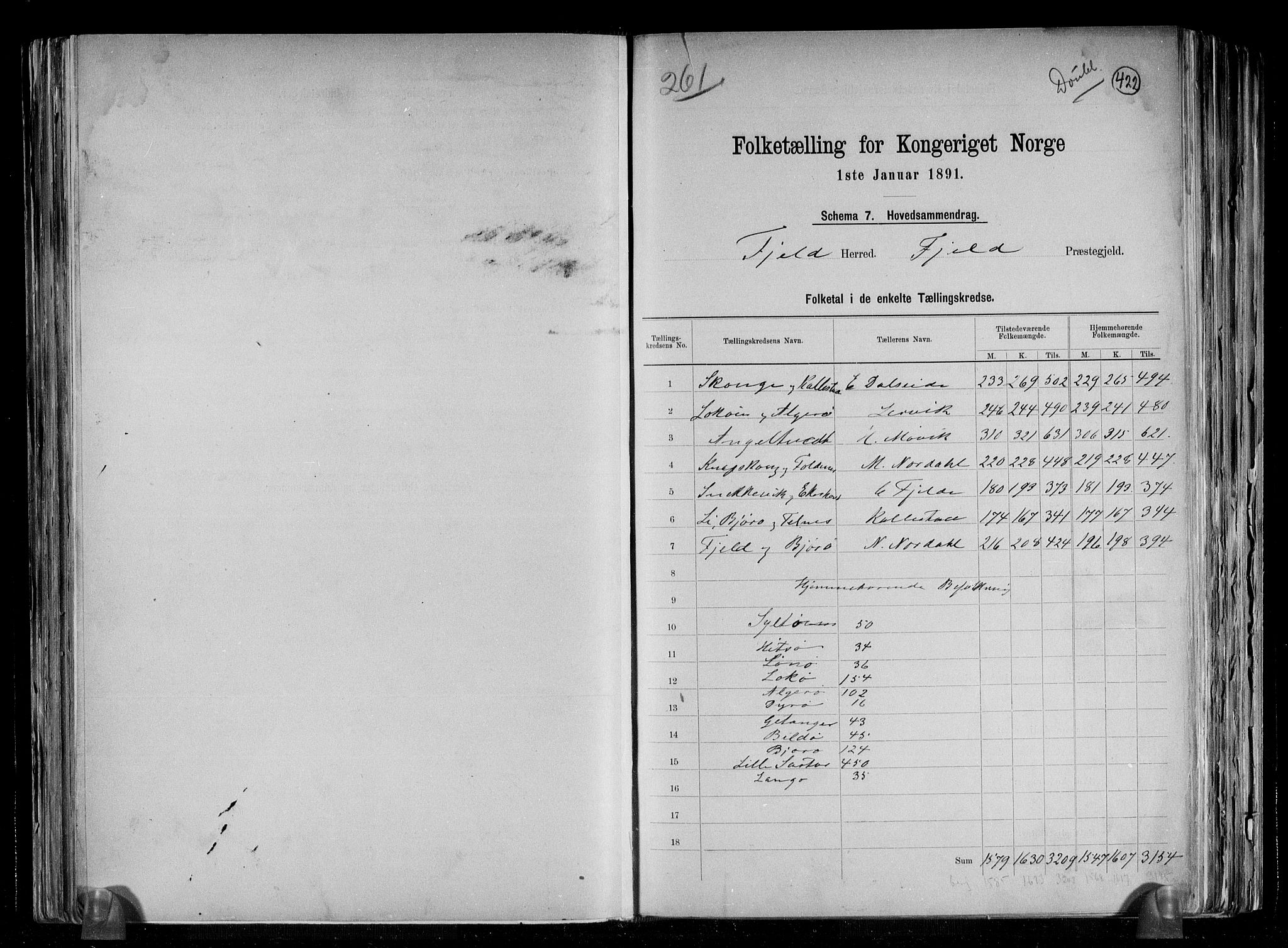 RA, Folketelling 1891 for 1246 Fjell herred, 1891, s. 4