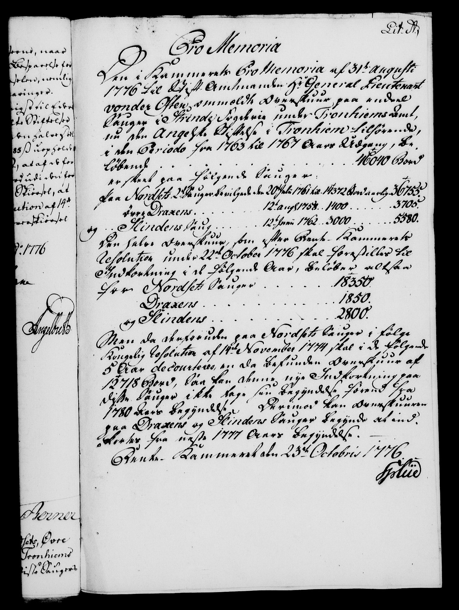Rentekammeret, Kammerkanselliet, RA/EA-3111/G/Gf/Gfa/L0058: Norsk relasjons- og resolusjonsprotokoll (merket RK 52.58), 1776, s. 209