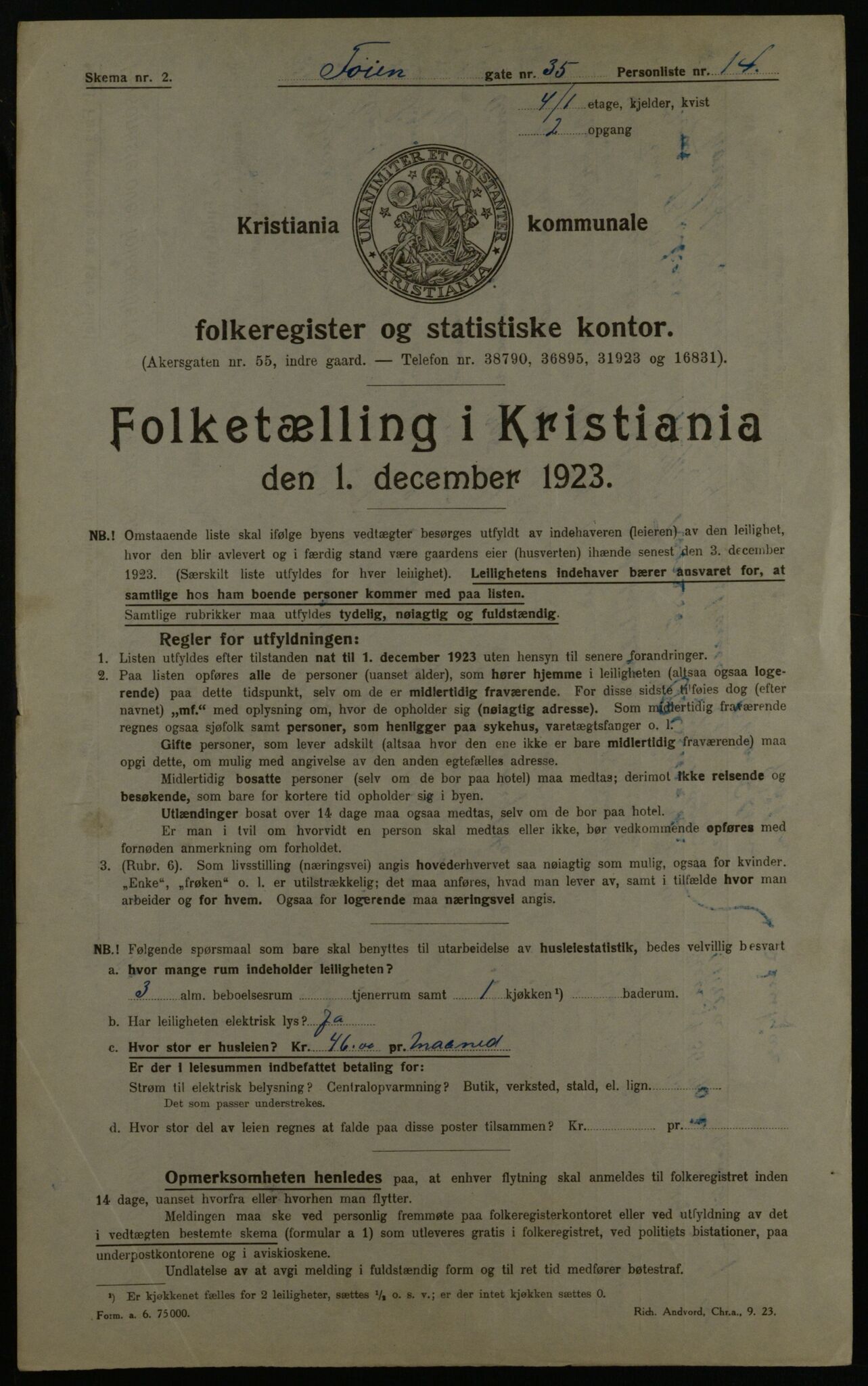 OBA, Kommunal folketelling 1.12.1923 for Kristiania, 1923, s. 130272