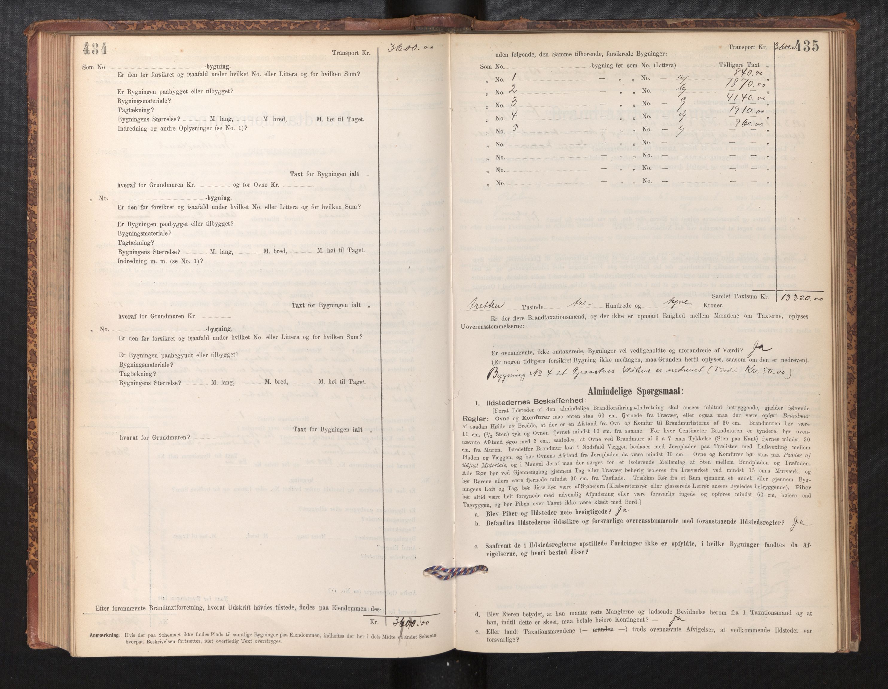 Lensmannen i Finnås, AV/SAB-A-31901/0012/L0002: Branntakstprotokoll, skjematakst, 1894-1954, s. 434-435