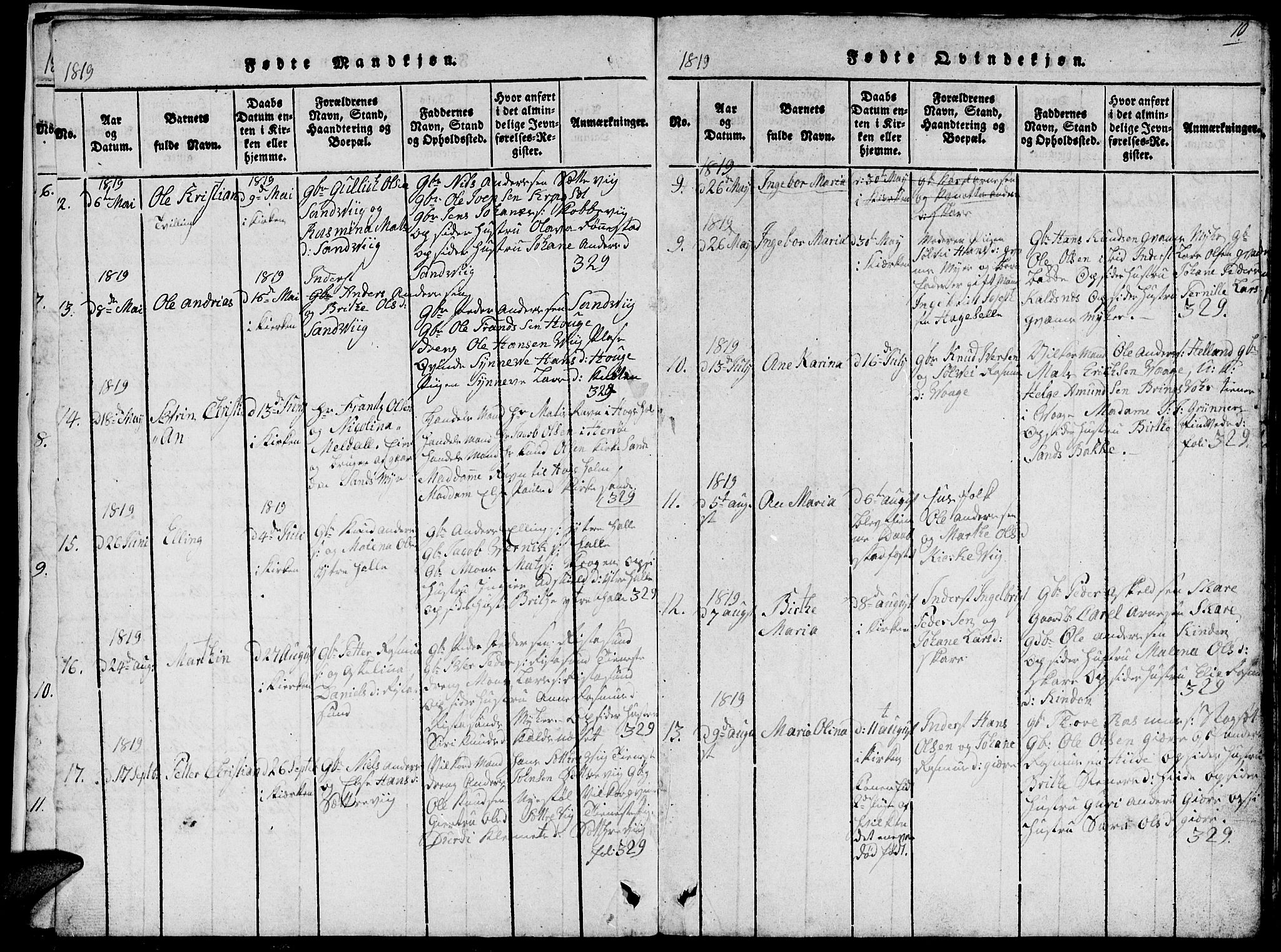 Ministerialprotokoller, klokkerbøker og fødselsregistre - Møre og Romsdal, AV/SAT-A-1454/503/L0046: Klokkerbok nr. 503C01, 1816-1842, s. 10