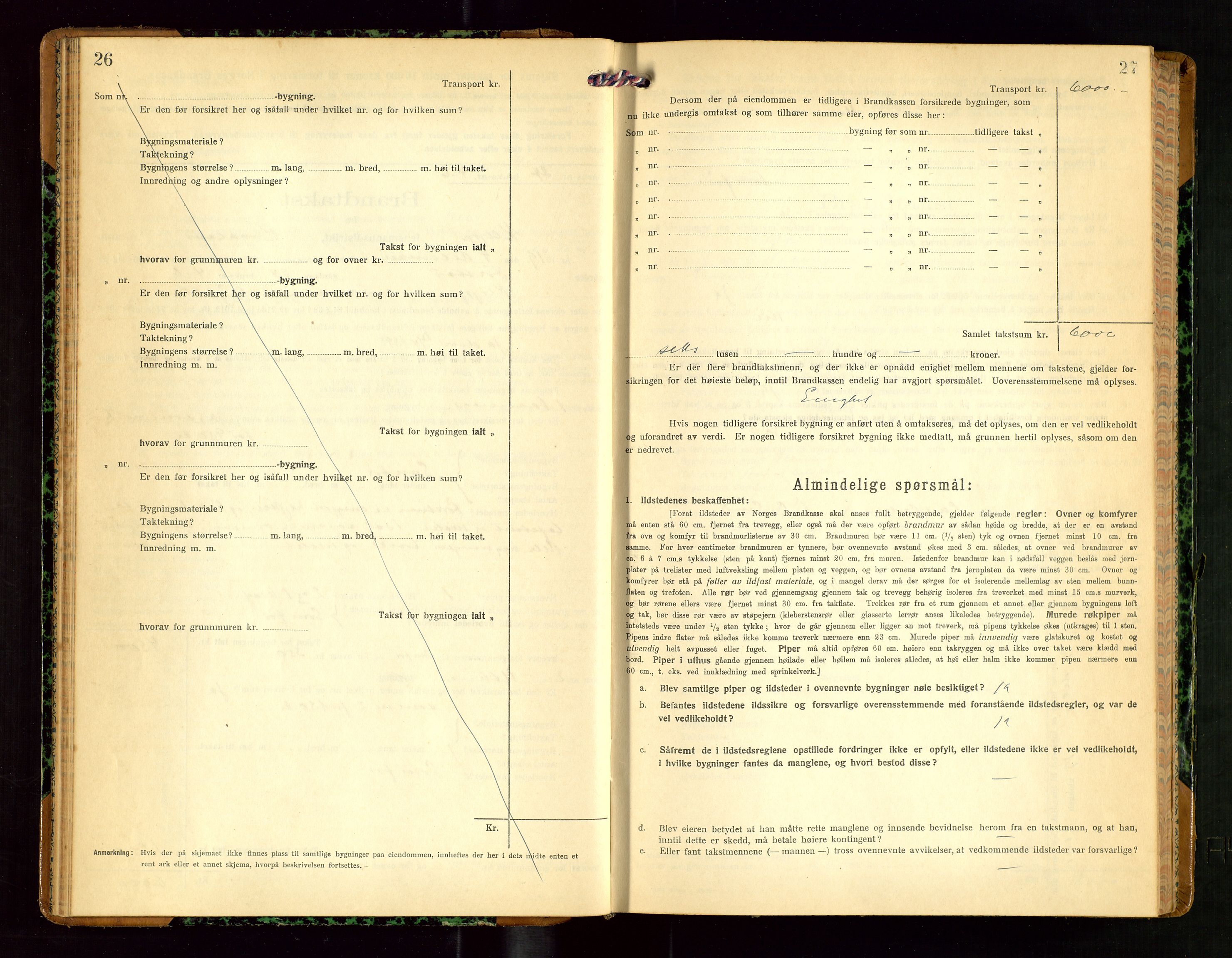 Klepp lensmannskontor, AV/SAST-A-100163/Goc/L0010: "Brandtakstprotokoll" m/register, 1919-1924, s. 26-27