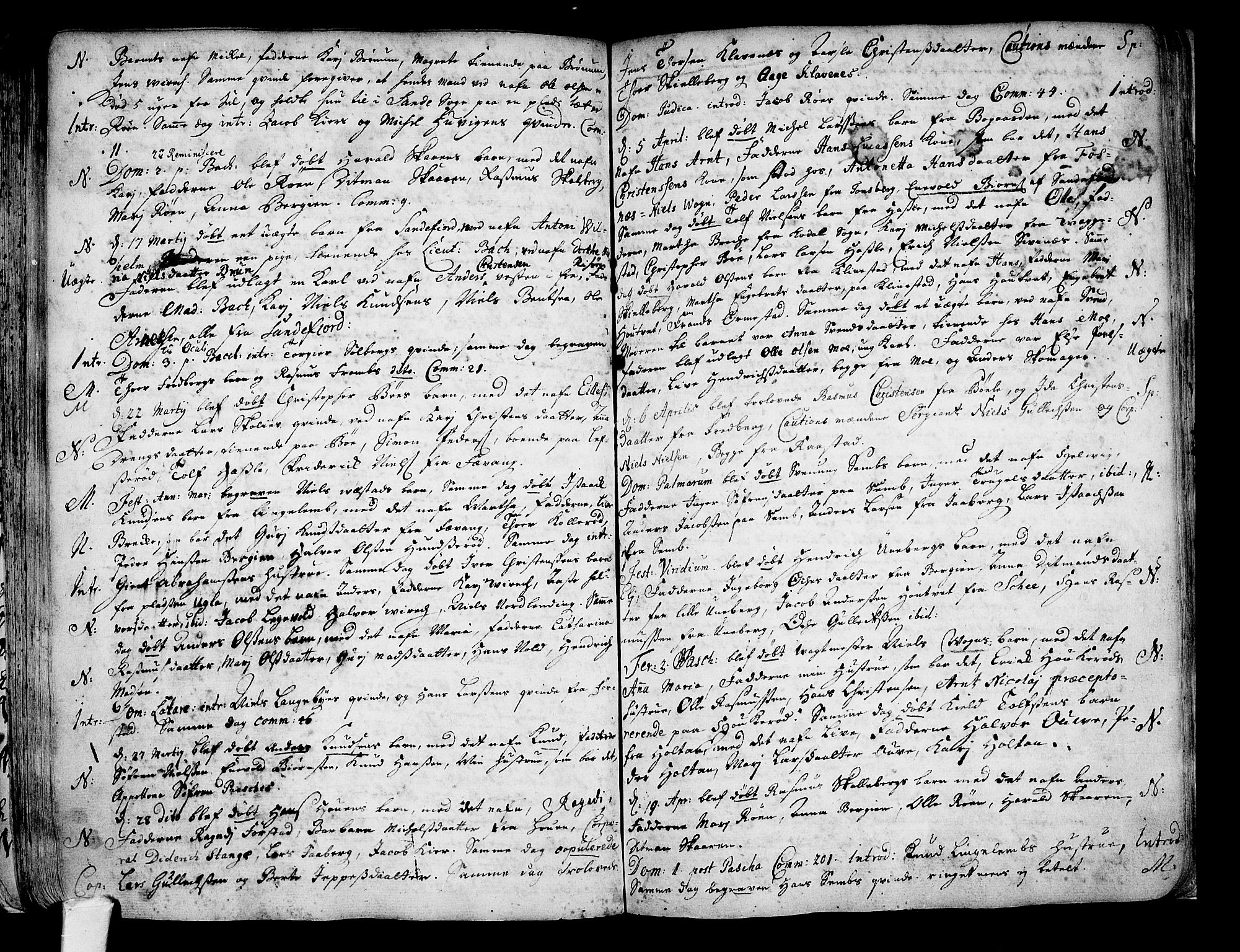 Sandar kirkebøker, AV/SAKO-A-243/F/Fa/L0001: Ministerialbok nr. 1, 1709-1733