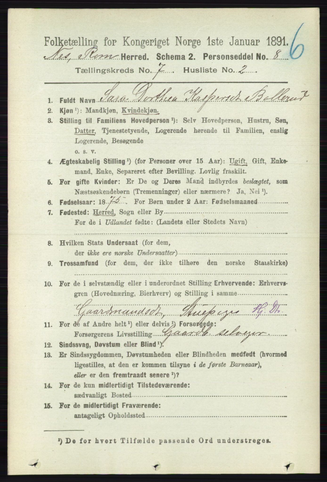 RA, Folketelling 1891 for 0236 Nes herred, 1891, s. 4032