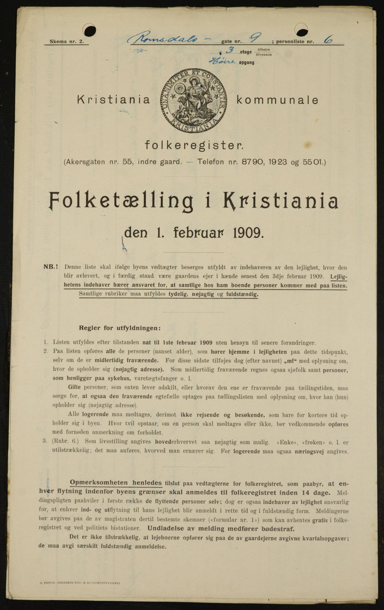 OBA, Kommunal folketelling 1.2.1909 for Kristiania kjøpstad, 1909, s. 75524
