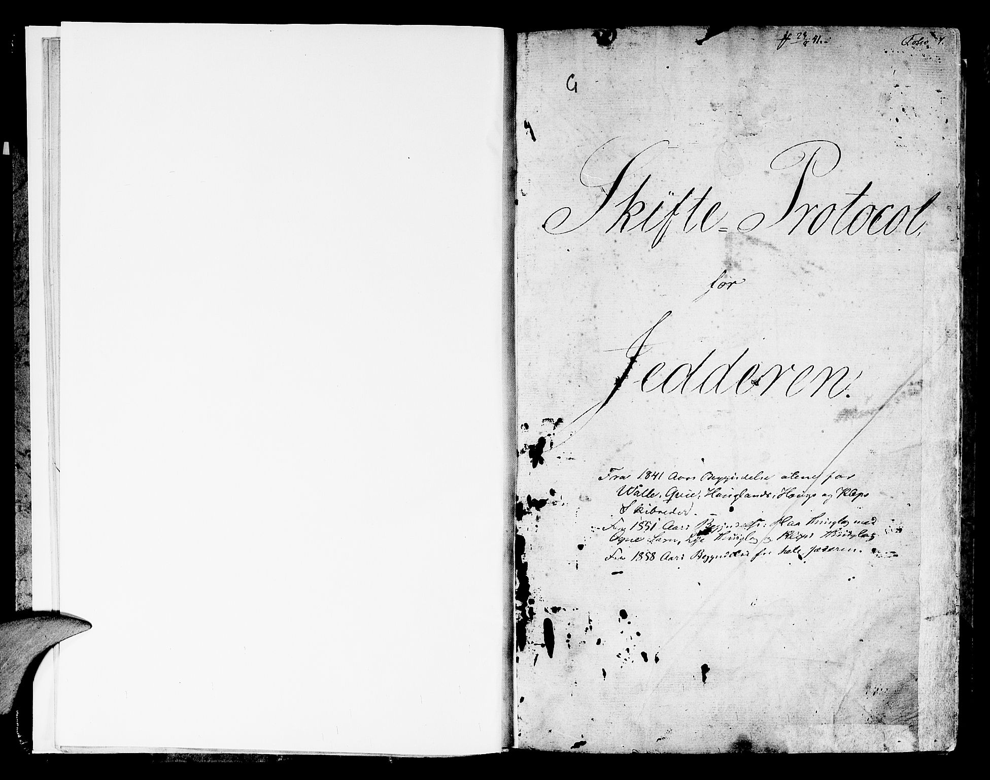 Jæren og Dalane sorenskriveri, SAST/A-100306/5/50BC/L0003: SKIFTEPROTOKOLL JÆREN, 1837-1860, s. 0b-1a