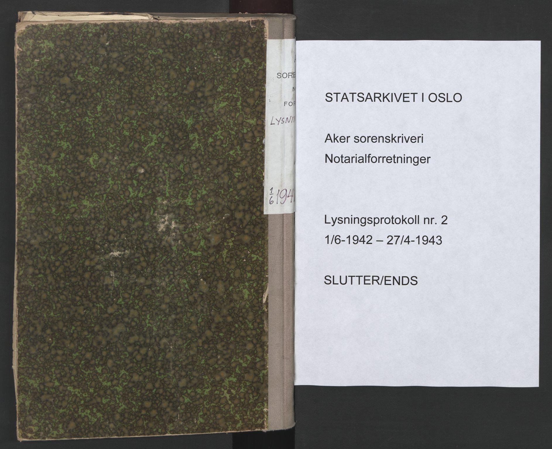 Aker sorenskriveri, SAO/A-10895/L/Lb/L0002: Lysningsbok, 1942-1943
