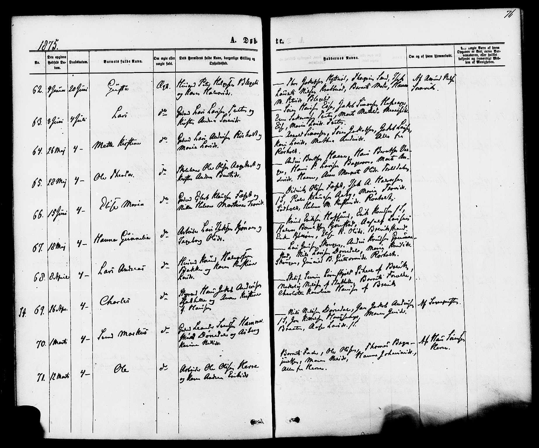 Bamble kirkebøker, AV/SAKO-A-253/F/Fa/L0006: Ministerialbok nr. I 6, 1869-1877, s. 76