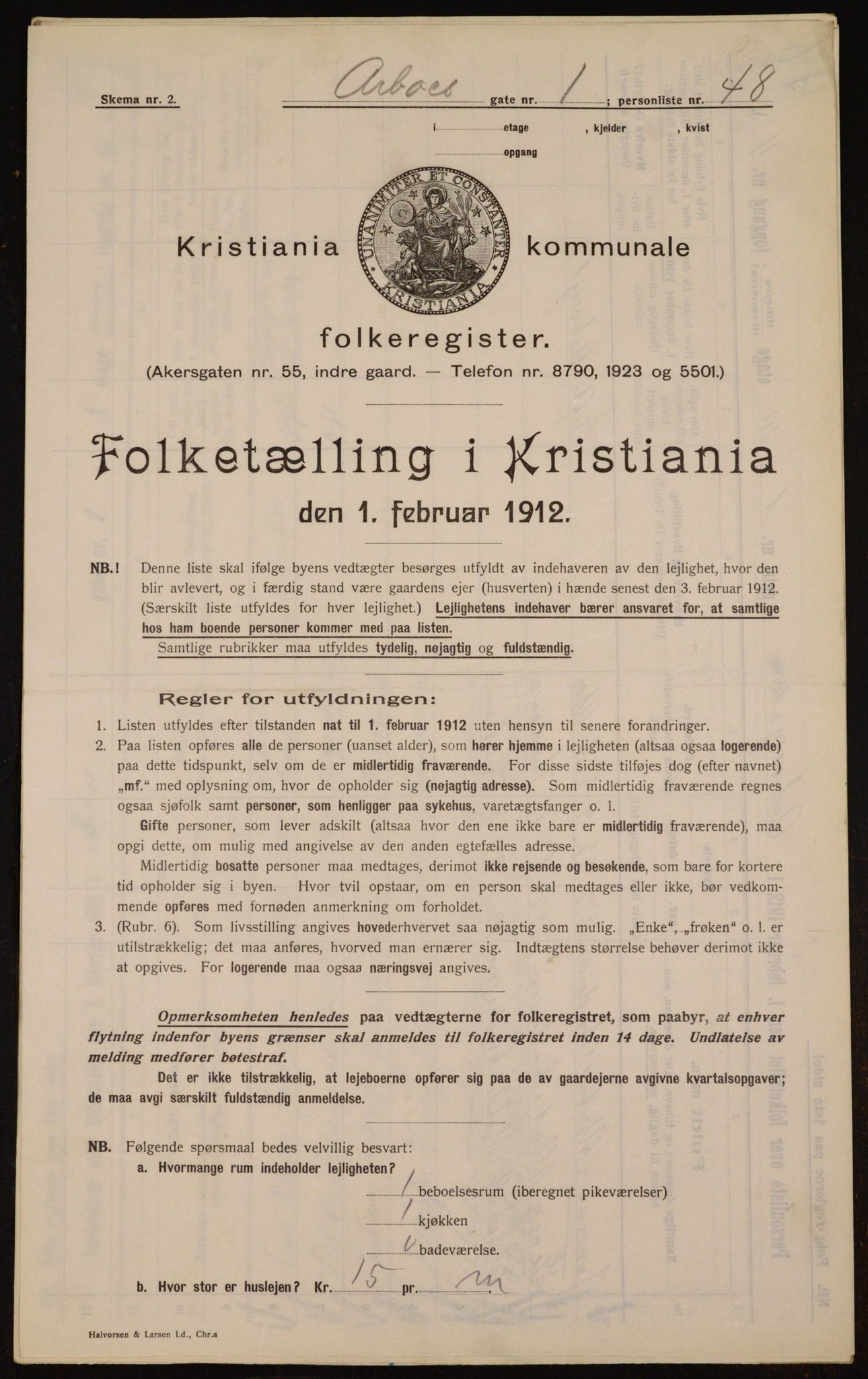 OBA, Kommunal folketelling 1.2.1912 for Kristiania, 1912, s. 1641