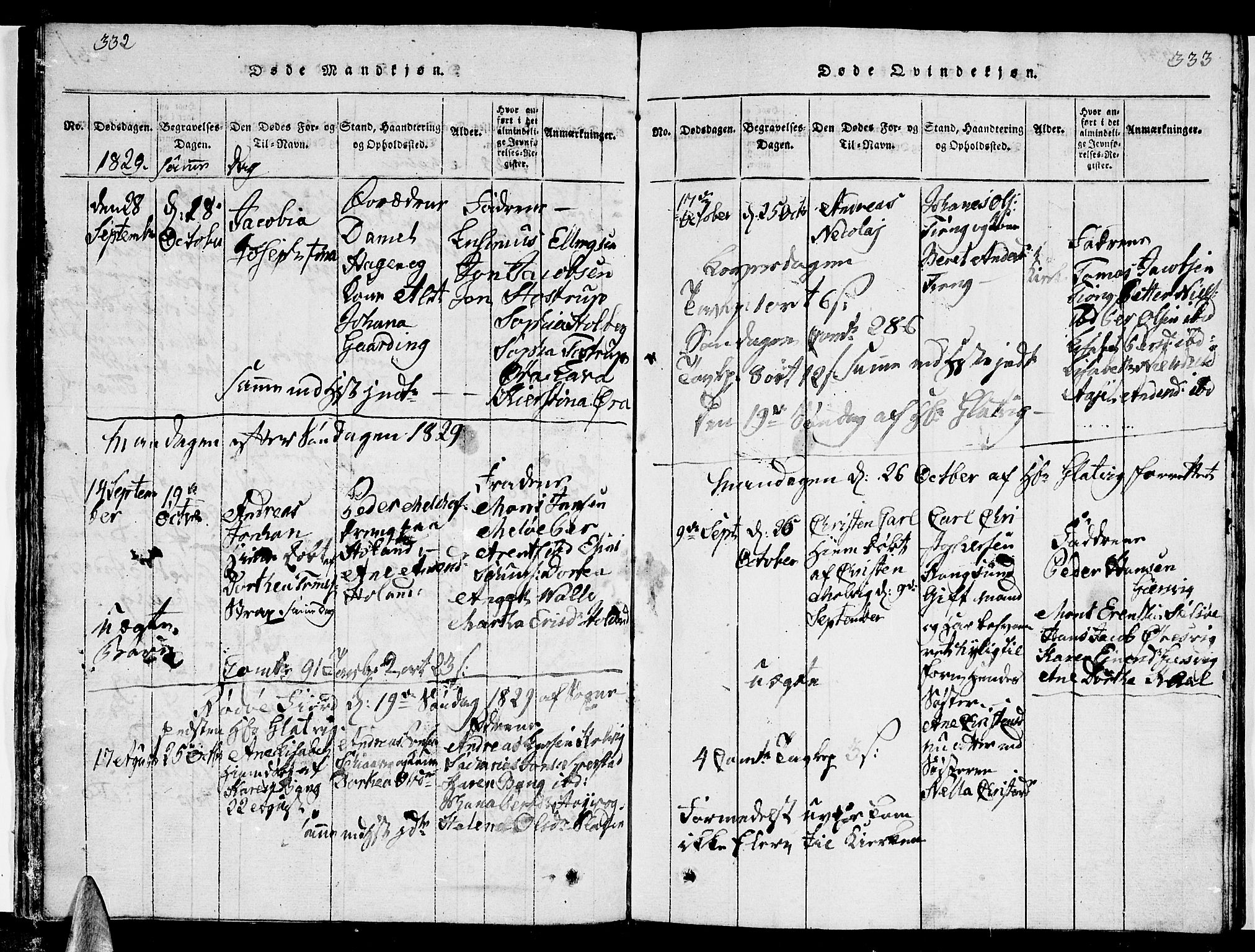 Ministerialprotokoller, klokkerbøker og fødselsregistre - Nordland, SAT/A-1459/841/L0617: Klokkerbok nr. 841C01 /2, 1820-1830, s. 332-333