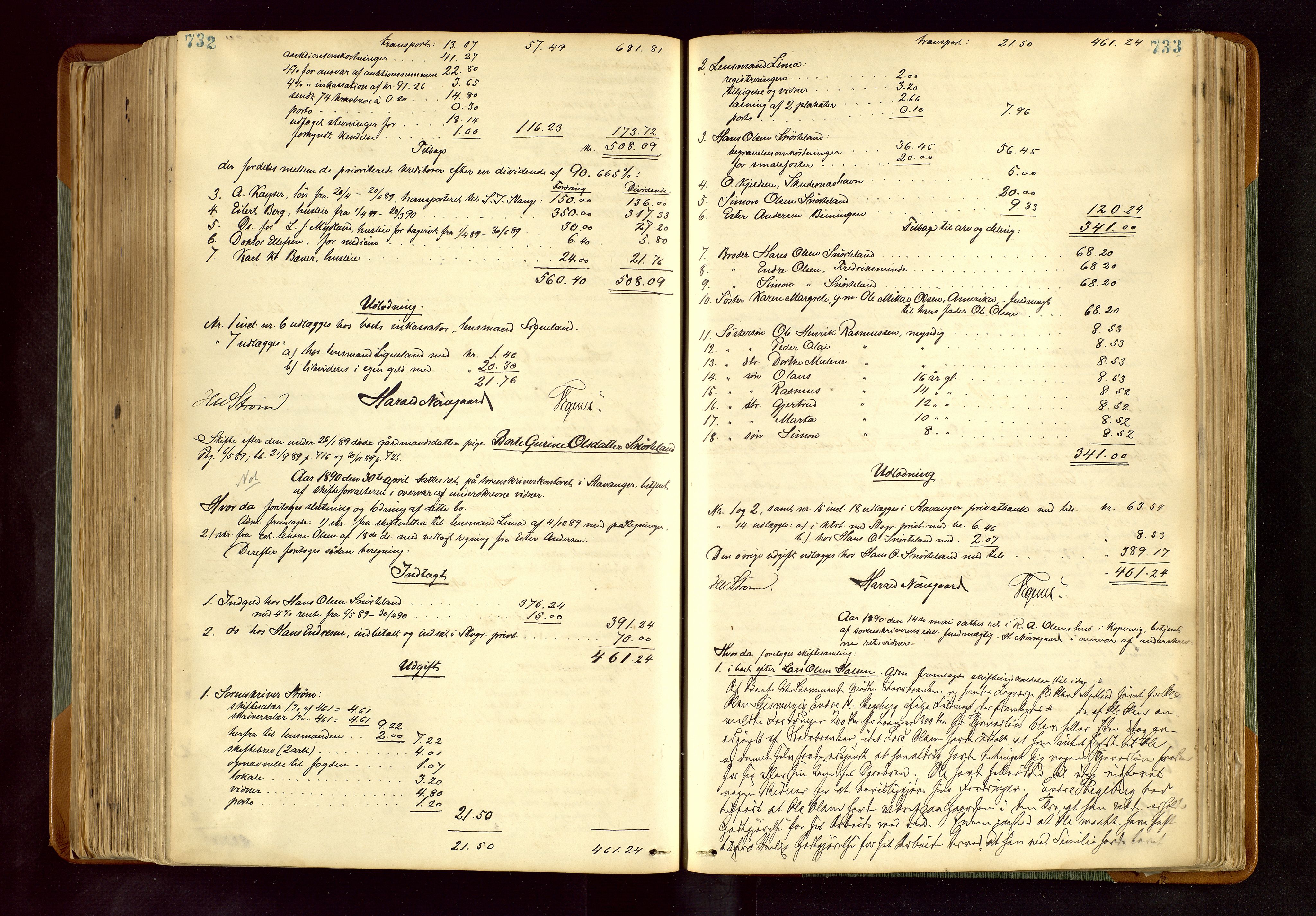 Karmsund sorenskriveri, AV/SAST-A-100311/01/IV/IVDB/L0011: SKIFTEPROTOKOLL SKUDENES, AVALDSNES, 1879-1894, s. 732-733