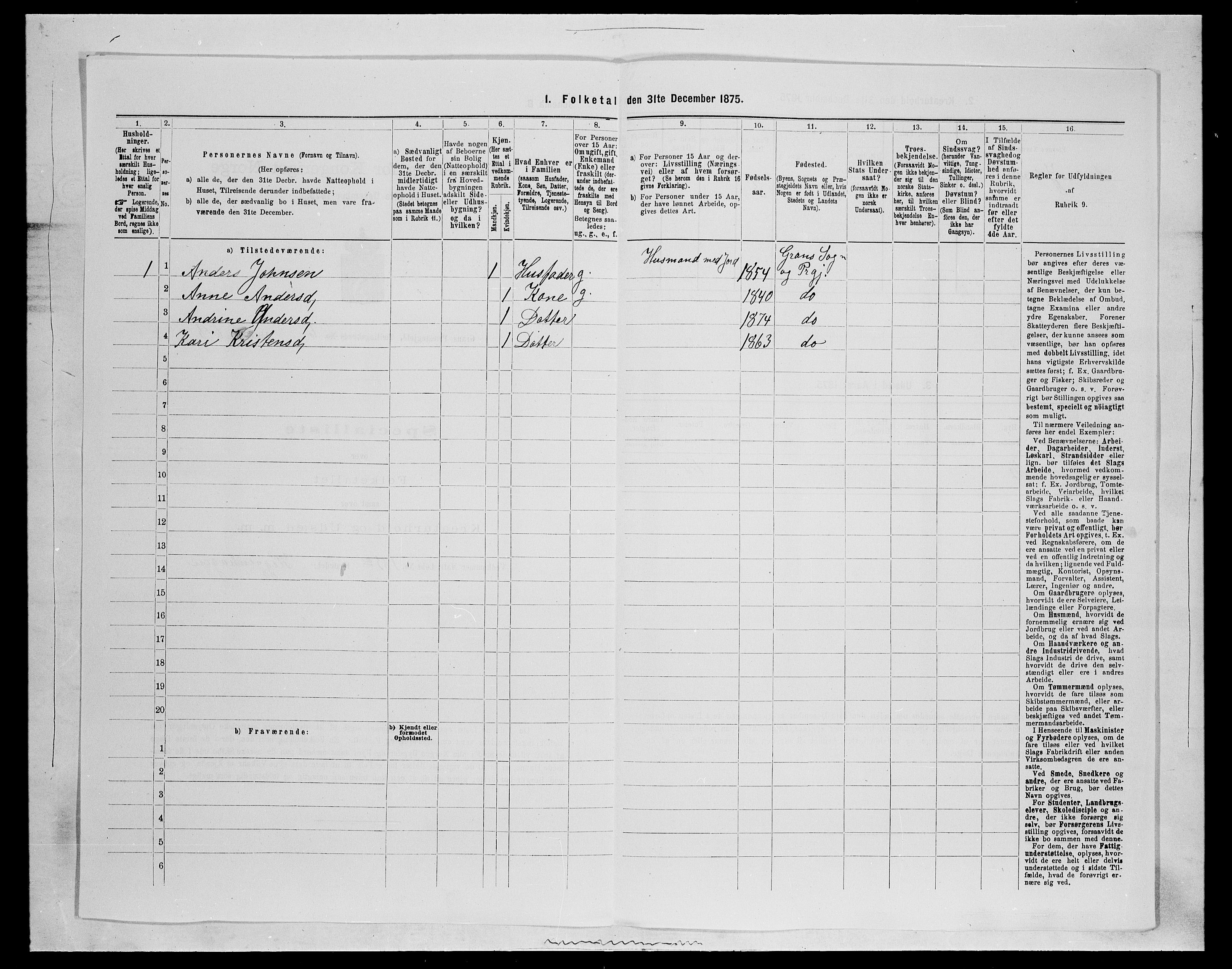 SAH, Folketelling 1875 for 0534P Gran prestegjeld, 1875, s. 1157