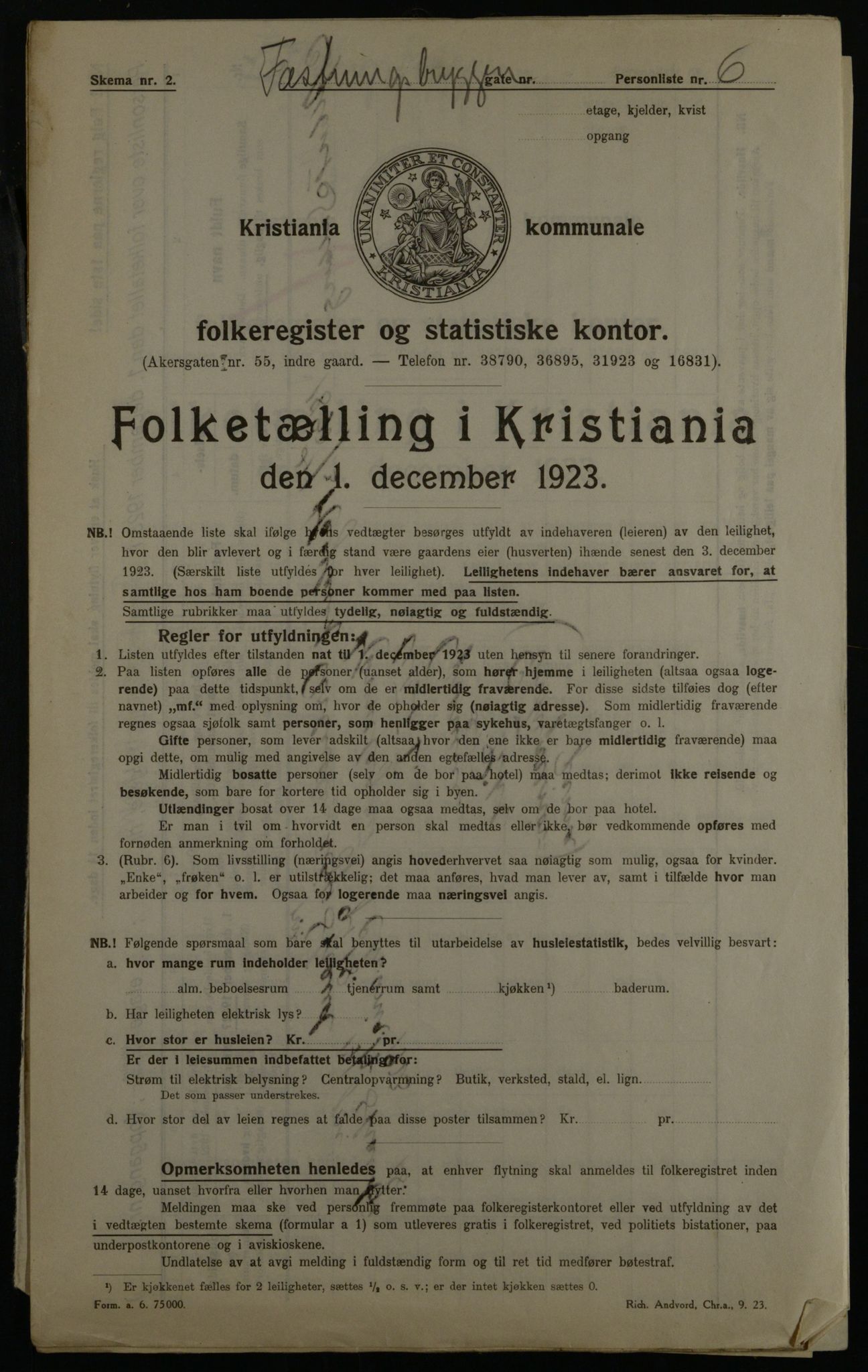 OBA, Kommunal folketelling 1.12.1923 for Kristiania, 1923, s. 27263