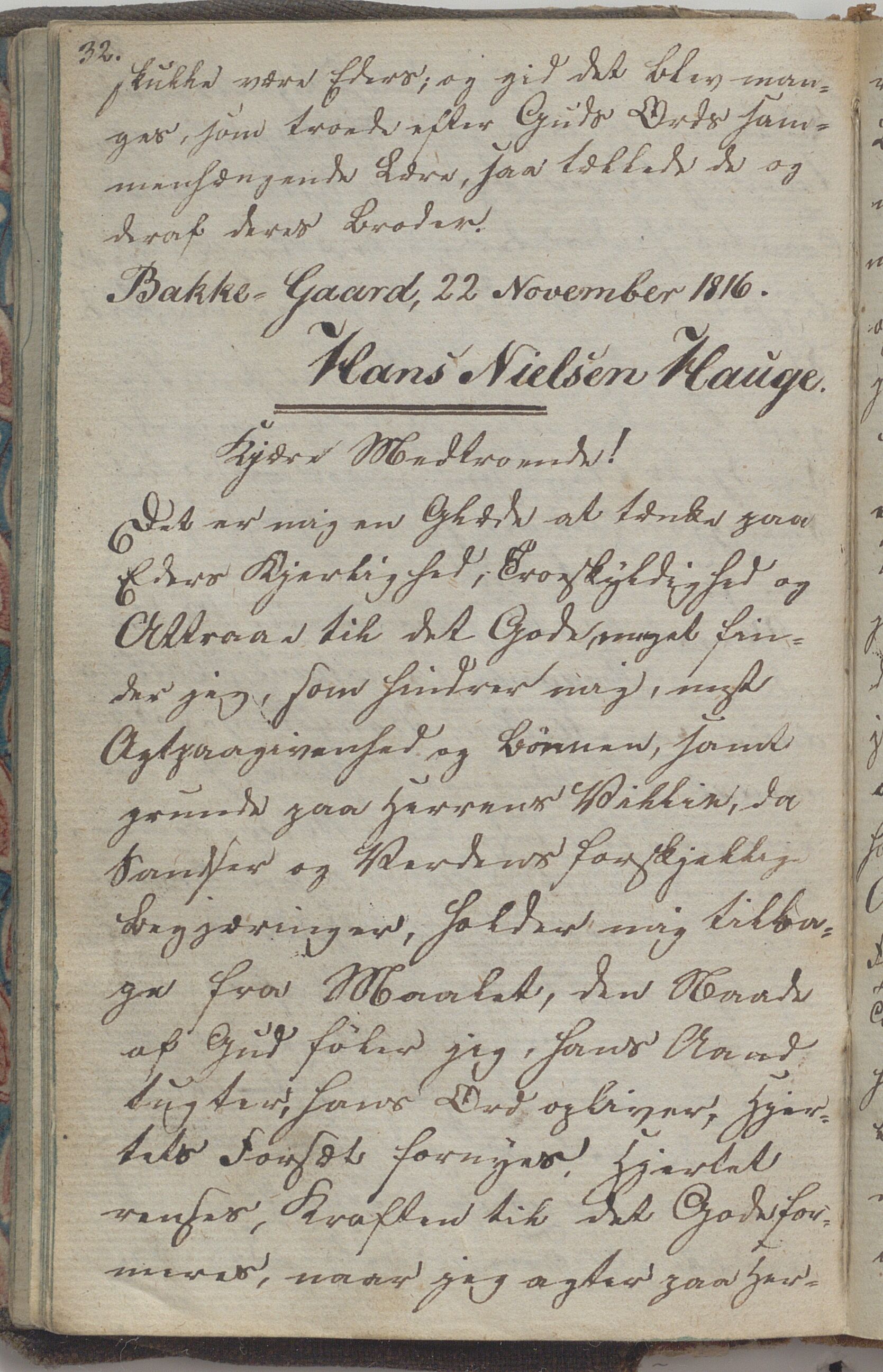 Heggtveitsamlingen, TMF/A-1007/H/L0045/0003: Brev, kopibøker, biografiske opptegnelser etc. / "Peter Andersen" - Kopibok., 1816-1829, s. 32