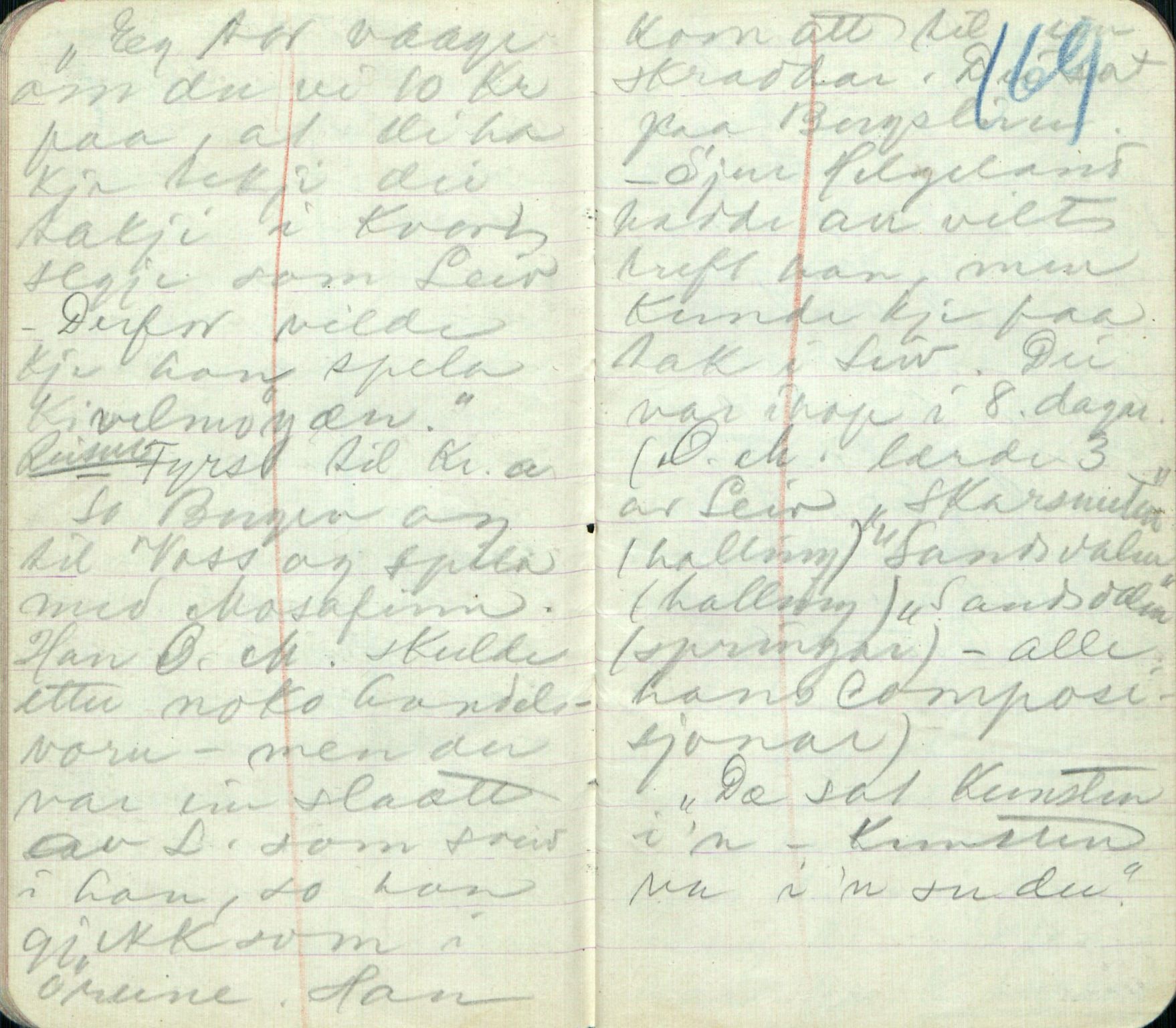 Rikard Berge, TEMU/TGM-A-1003/F/L0005/0007: 160-200 / 166 Skildring av innbu. Dagboksoppteikn. for R. B. 1896-97. Om spesielle ord og uttrykk, 1896-1897, s. 168-169