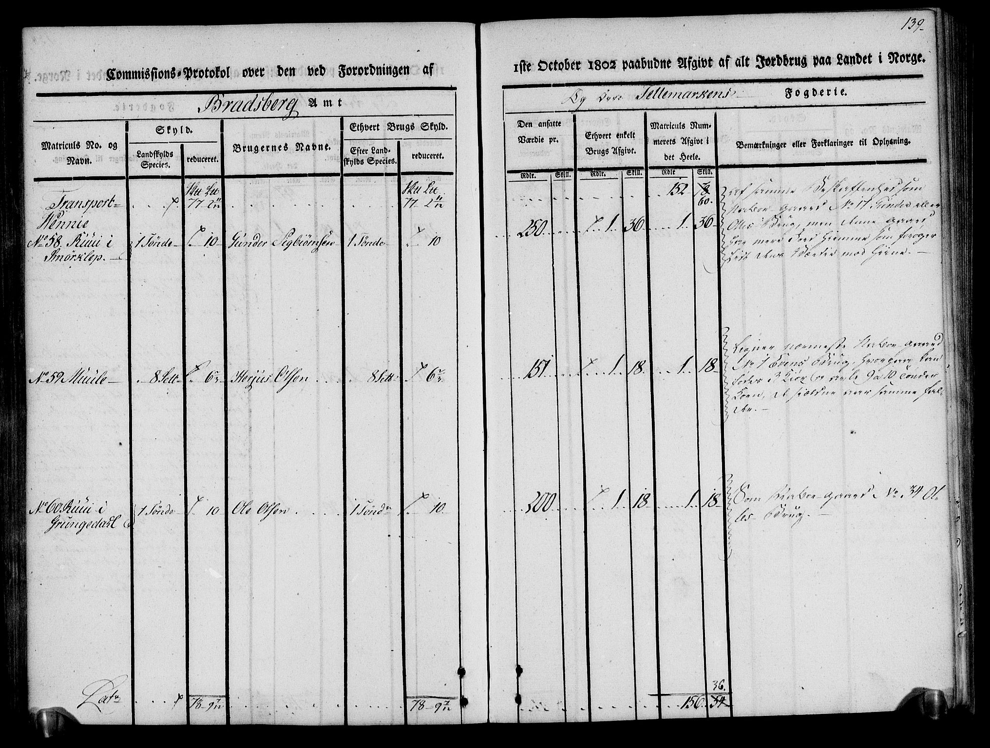 Rentekammeret inntil 1814, Realistisk ordnet avdeling, RA/EA-4070/N/Ne/Nea/L0075: Øvre Telemarken fogderi. Kommisjonsprotokoll for fogderiets vestre del - Kviteseid, Vinje, Moland [):Fyresdal] og Lårdal prestegjeld., 1803, s. 140