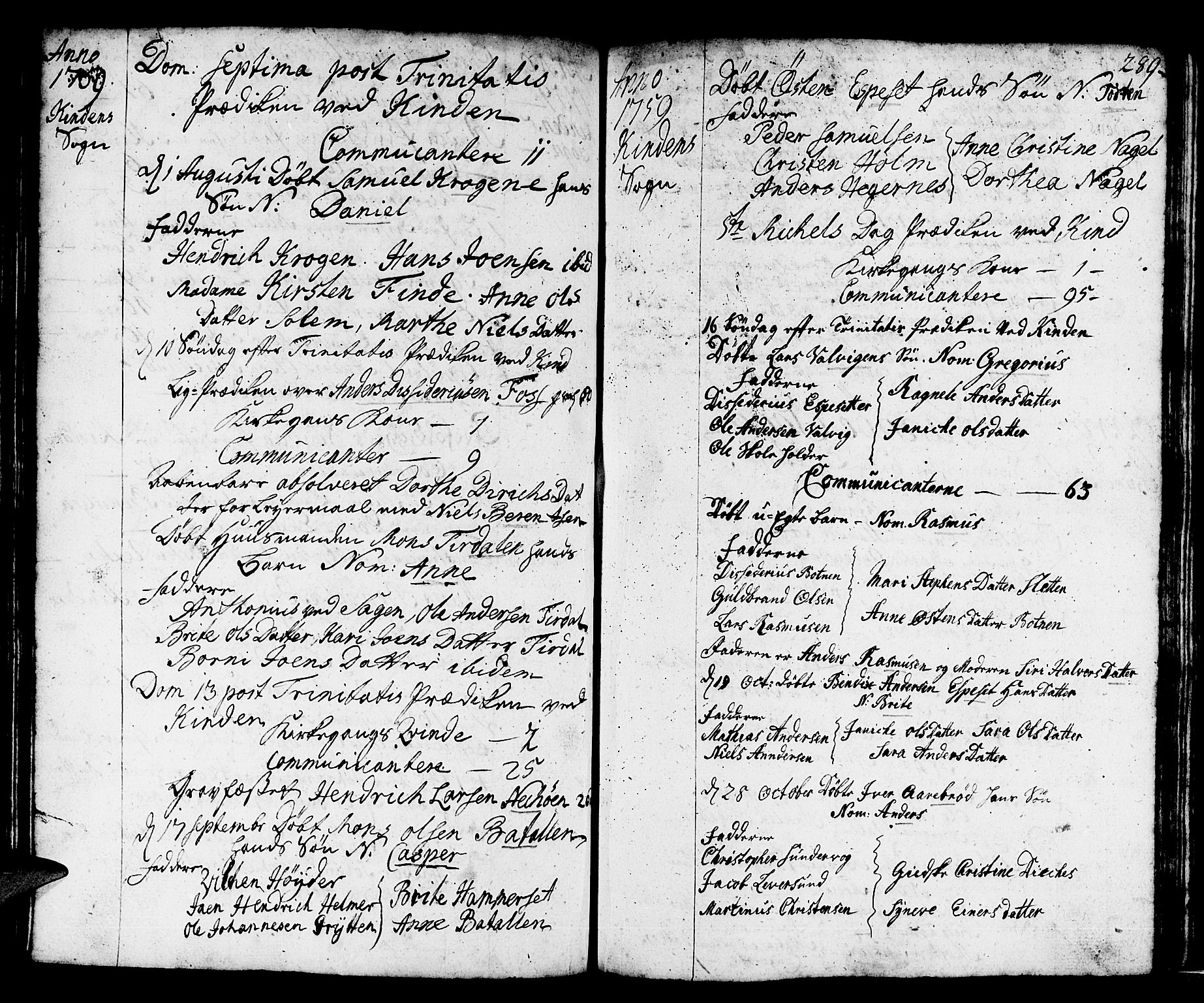 Kinn sokneprestembete, AV/SAB-A-80801/H/Haa/Haaa/L0002: Ministerialbok nr. A 2, 1729-1785, s. 289