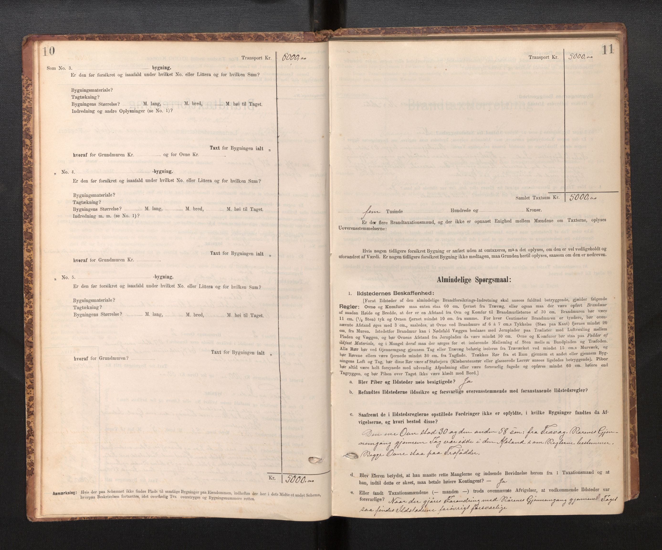 Lensmannen i Evanger, SAB/A-31701/0012/L0005: Branntakstprotokoll, skjematakst, 1895-1935, s. 10-11