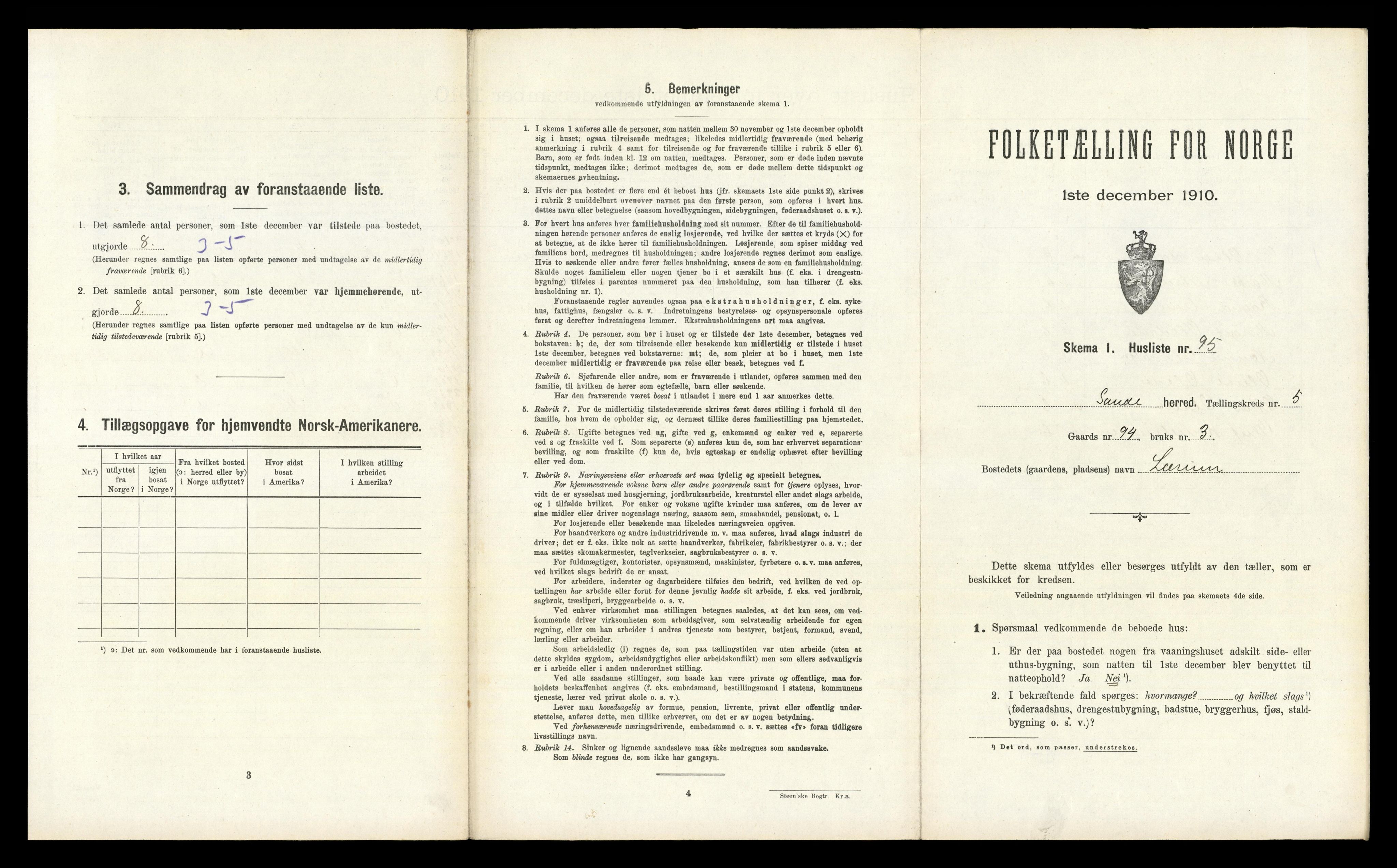 RA, Folketelling 1910 for 0713 Sande herred, 1910, s. 913