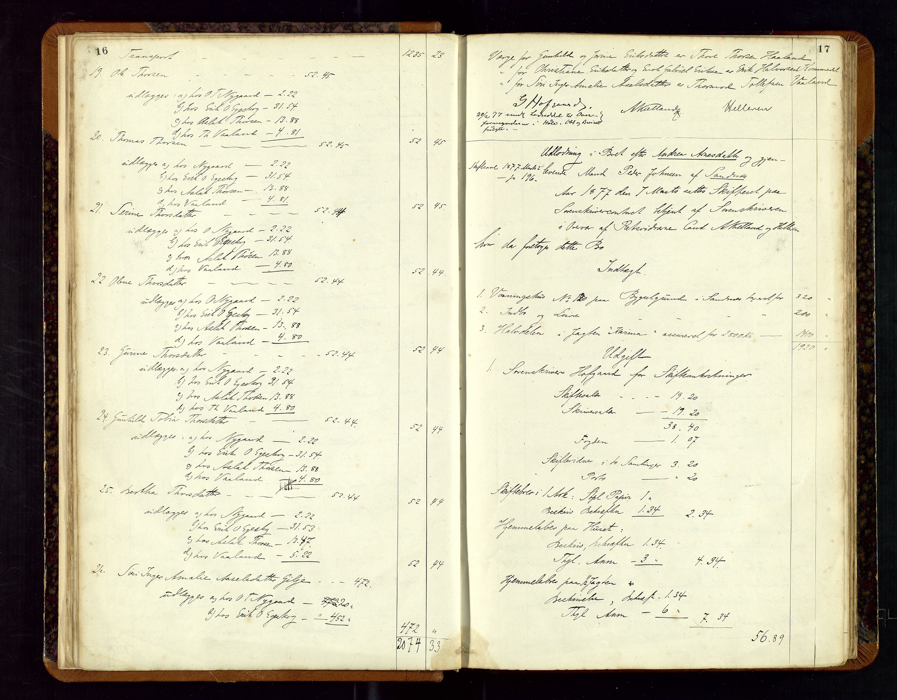 Jæren sorenskriveri, AV/SAST-A-100310/01/5/50/50BB/L0002: SKIFTEUTLODNINGSPROTOKOLL, 1877-1882, s. 16-17