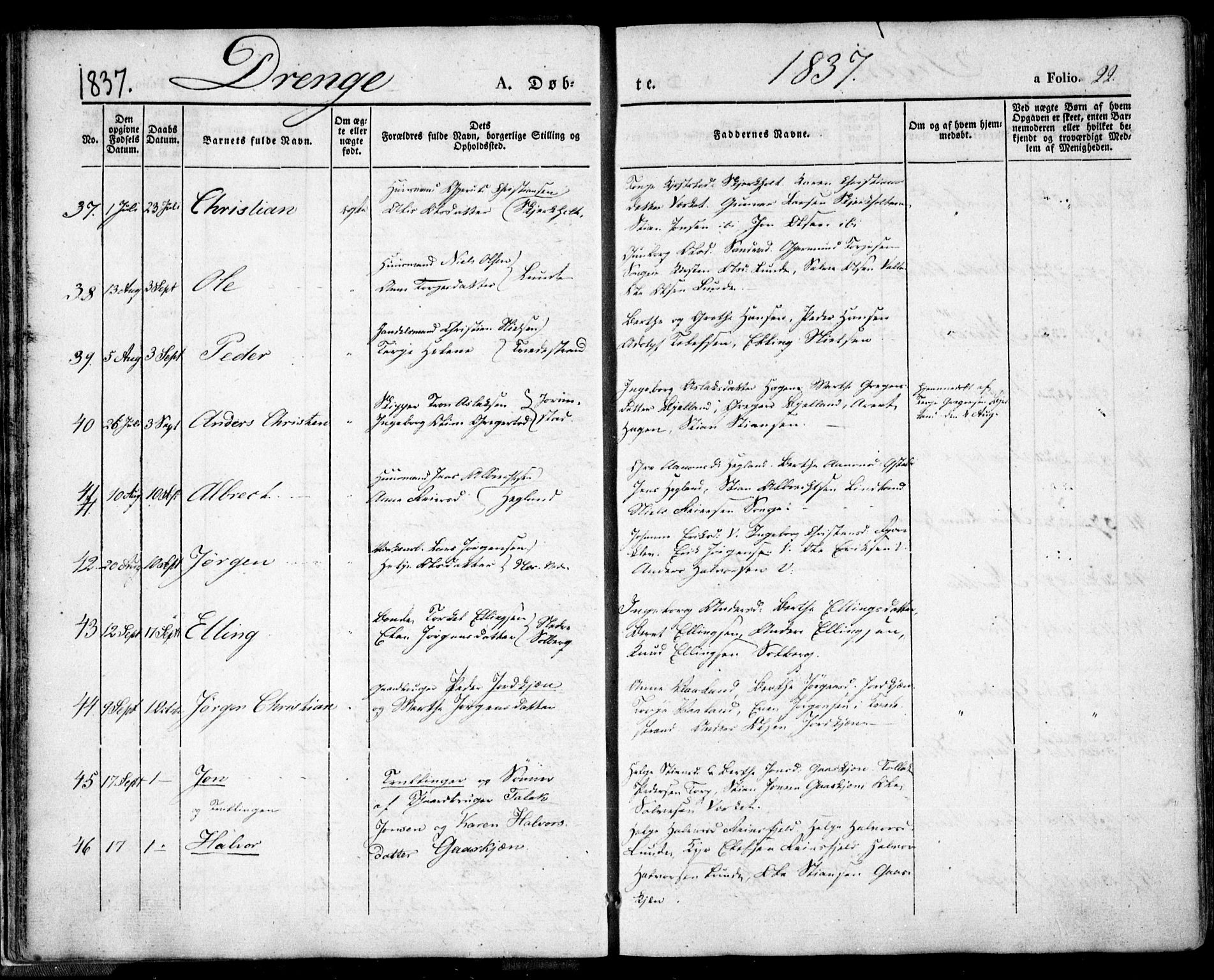 Holt sokneprestkontor, AV/SAK-1111-0021/F/Fa/L0007: Ministerialbok nr. A 7, 1836-1848, s. 22