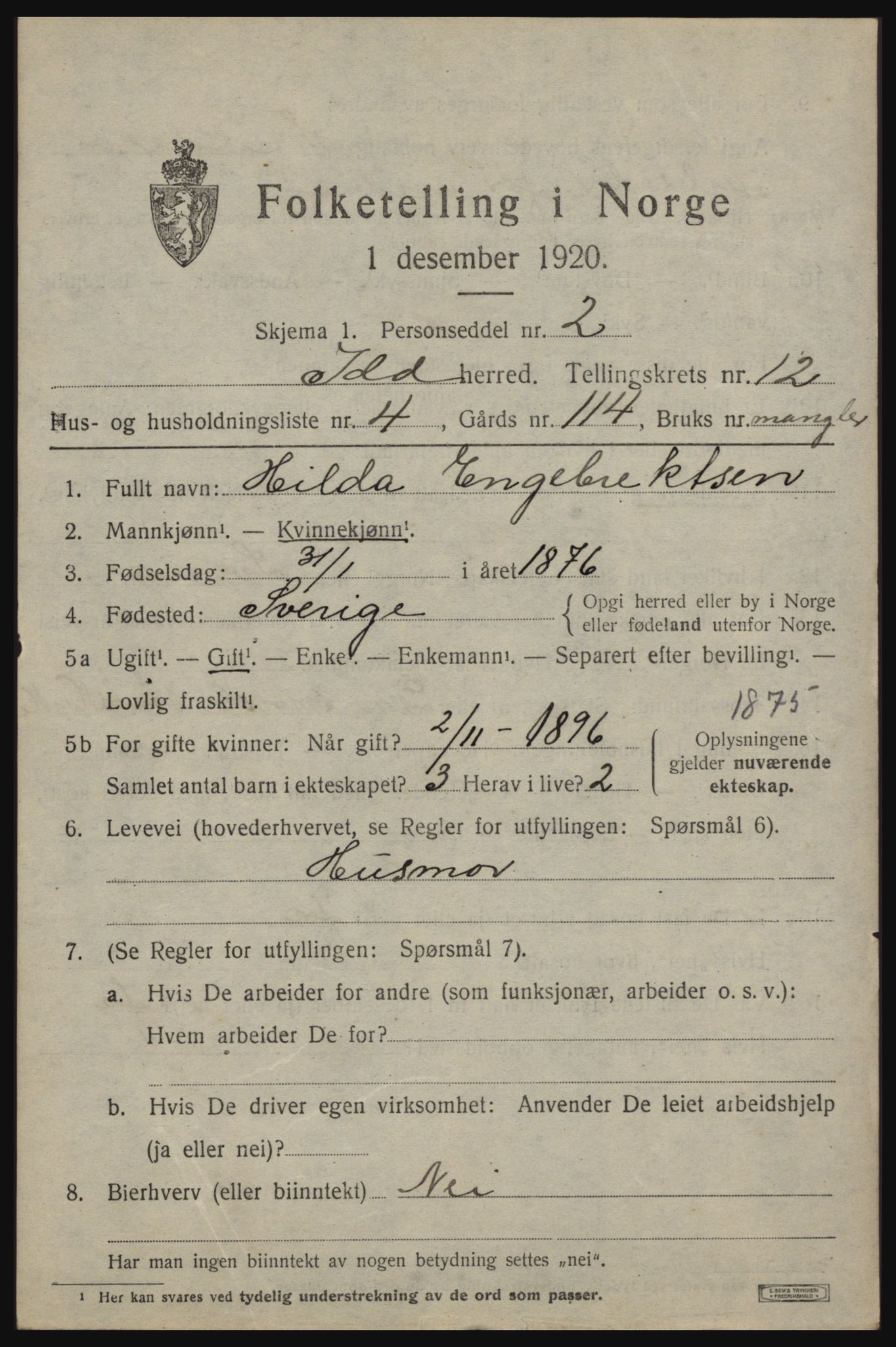 SAO, Folketelling 1920 for 0117 Idd herred, 1920, s. 11985