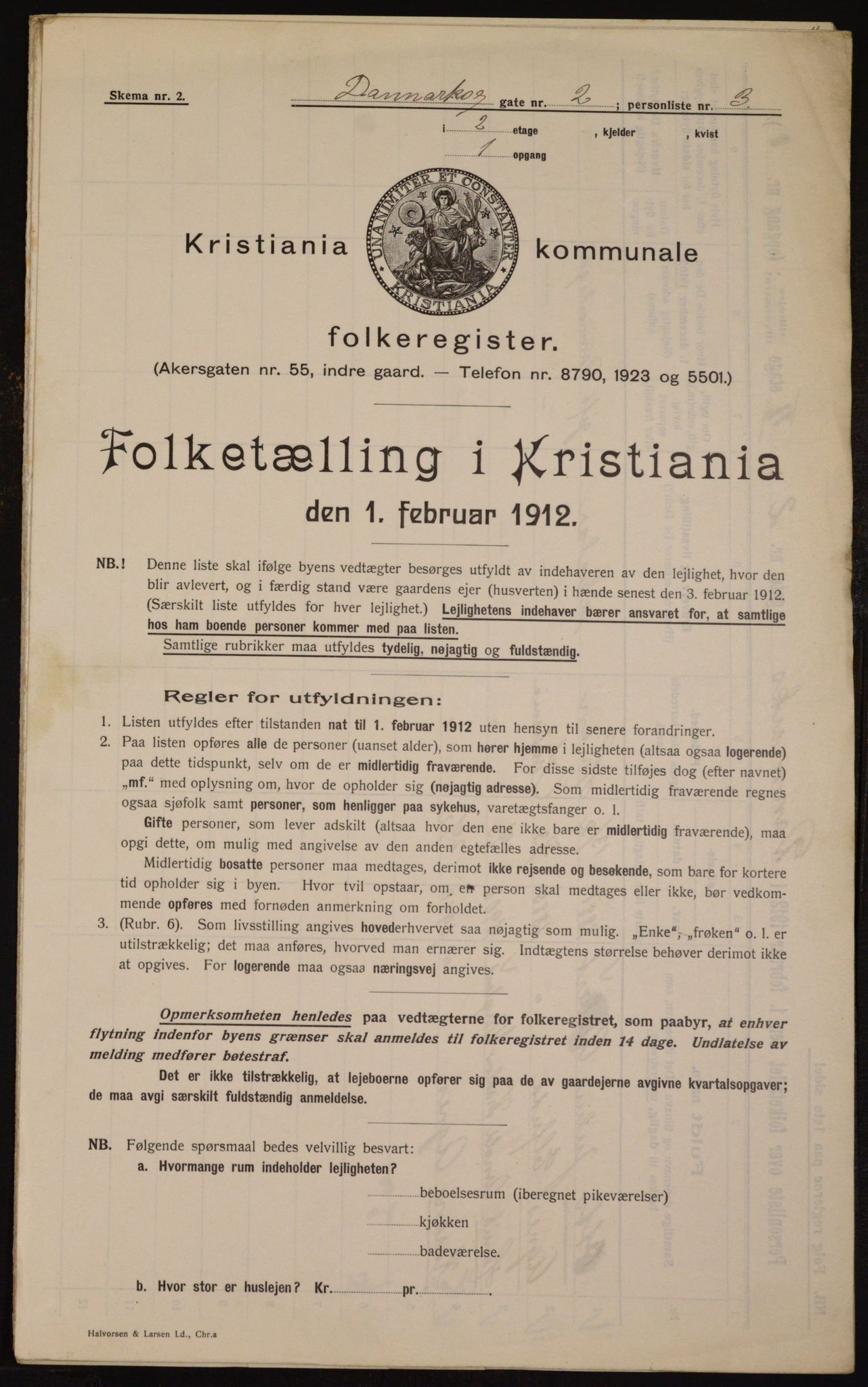 OBA, Kommunal folketelling 1.2.1912 for Kristiania, 1912, s. 14461