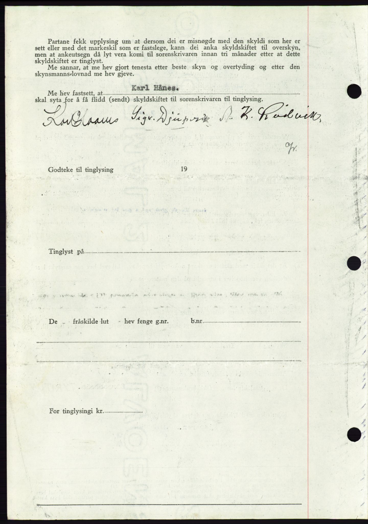 Søre Sunnmøre sorenskriveri, AV/SAT-A-4122/1/2/2C/L0077: Pantebok nr. 3A, 1945-1946, Dagboknr: 516/1945