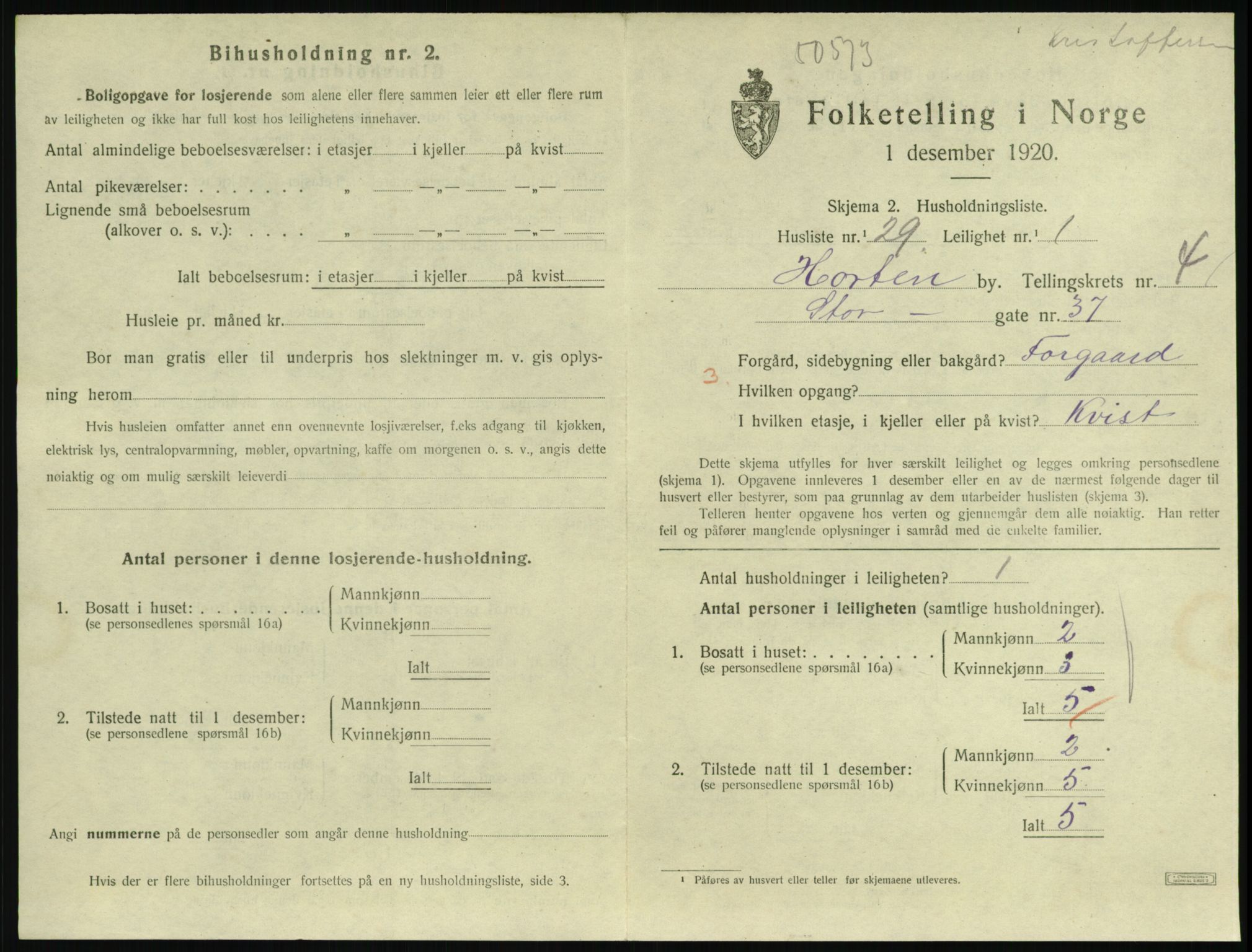 SAKO, Folketelling 1920 for 0703 Horten kjøpstad, 1920, s. 4941