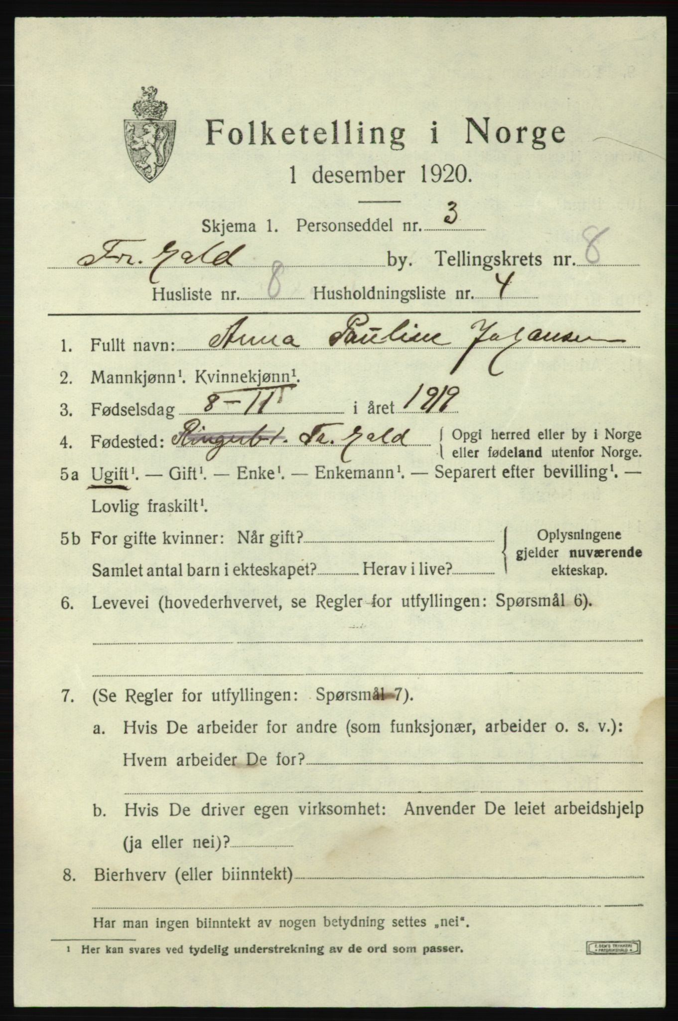 SAO, Folketelling 1920 for 0101 Fredrikshald kjøpstad, 1920, s. 14797