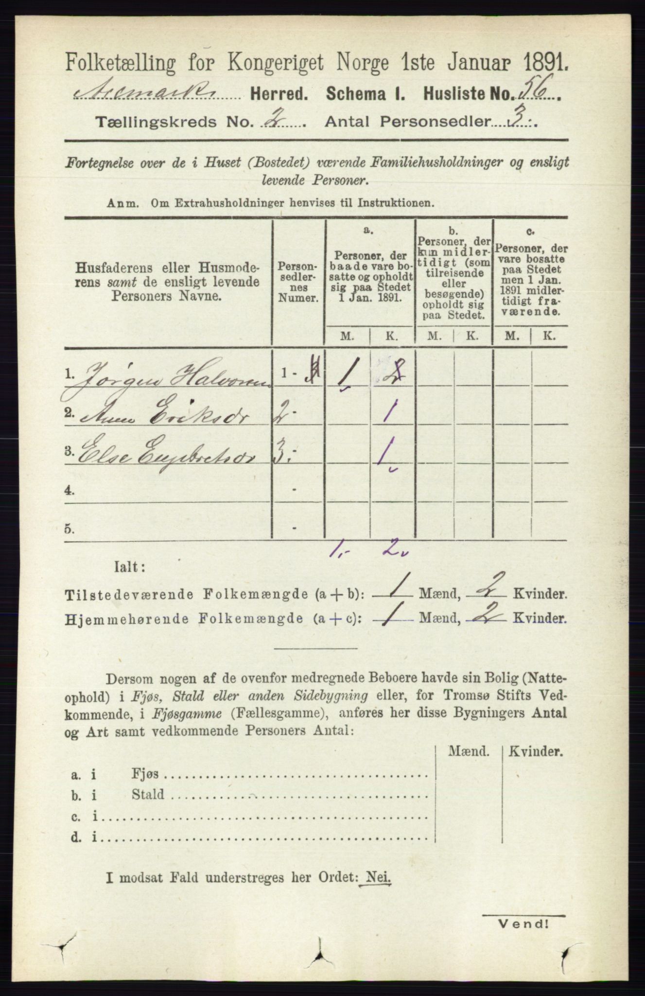 RA, Folketelling 1891 for 0118 Aremark herred, 1891, s. 835