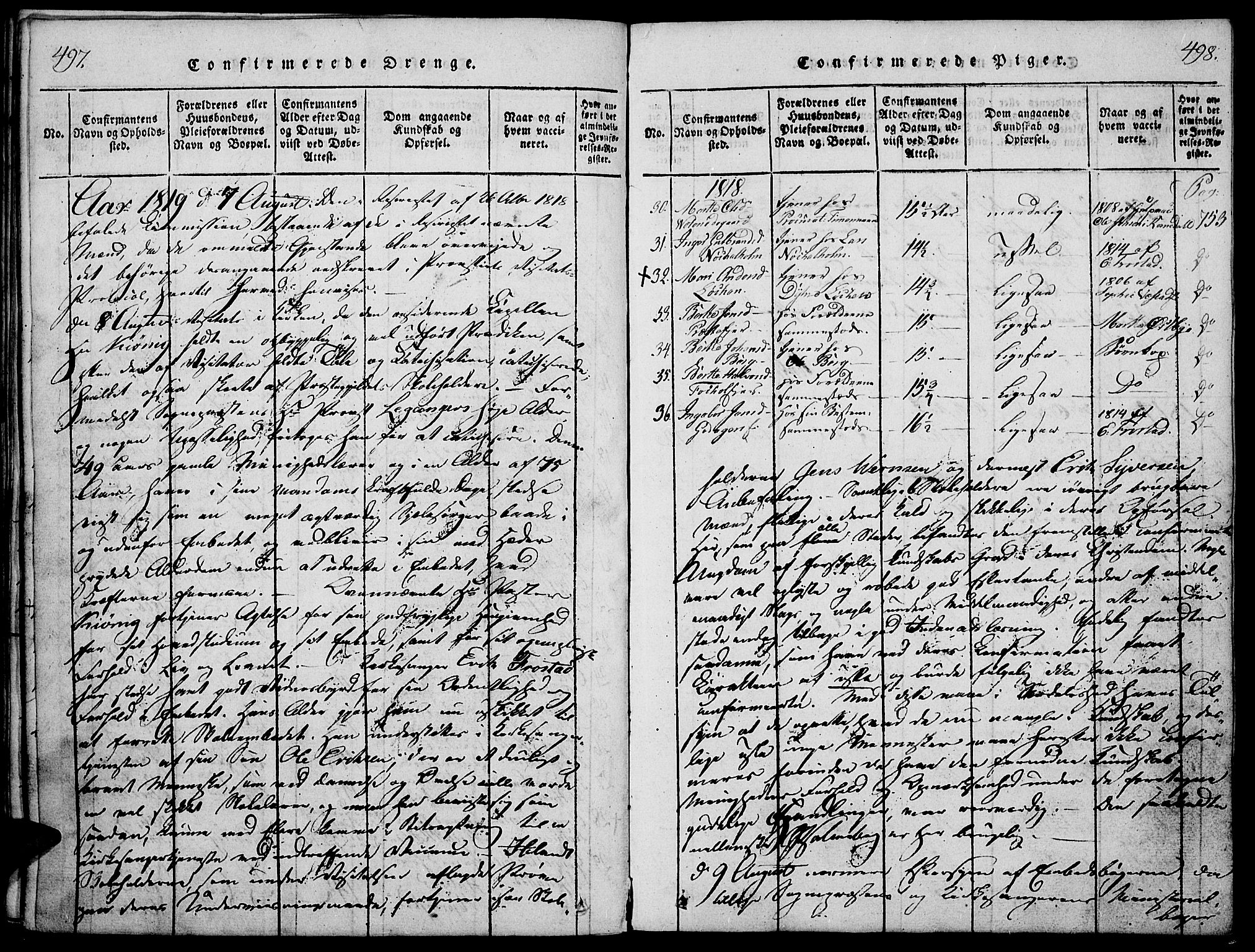 Stange prestekontor, AV/SAH-PREST-002/K/L0008: Ministerialbok nr. 8, 1814-1825, s. 497-498