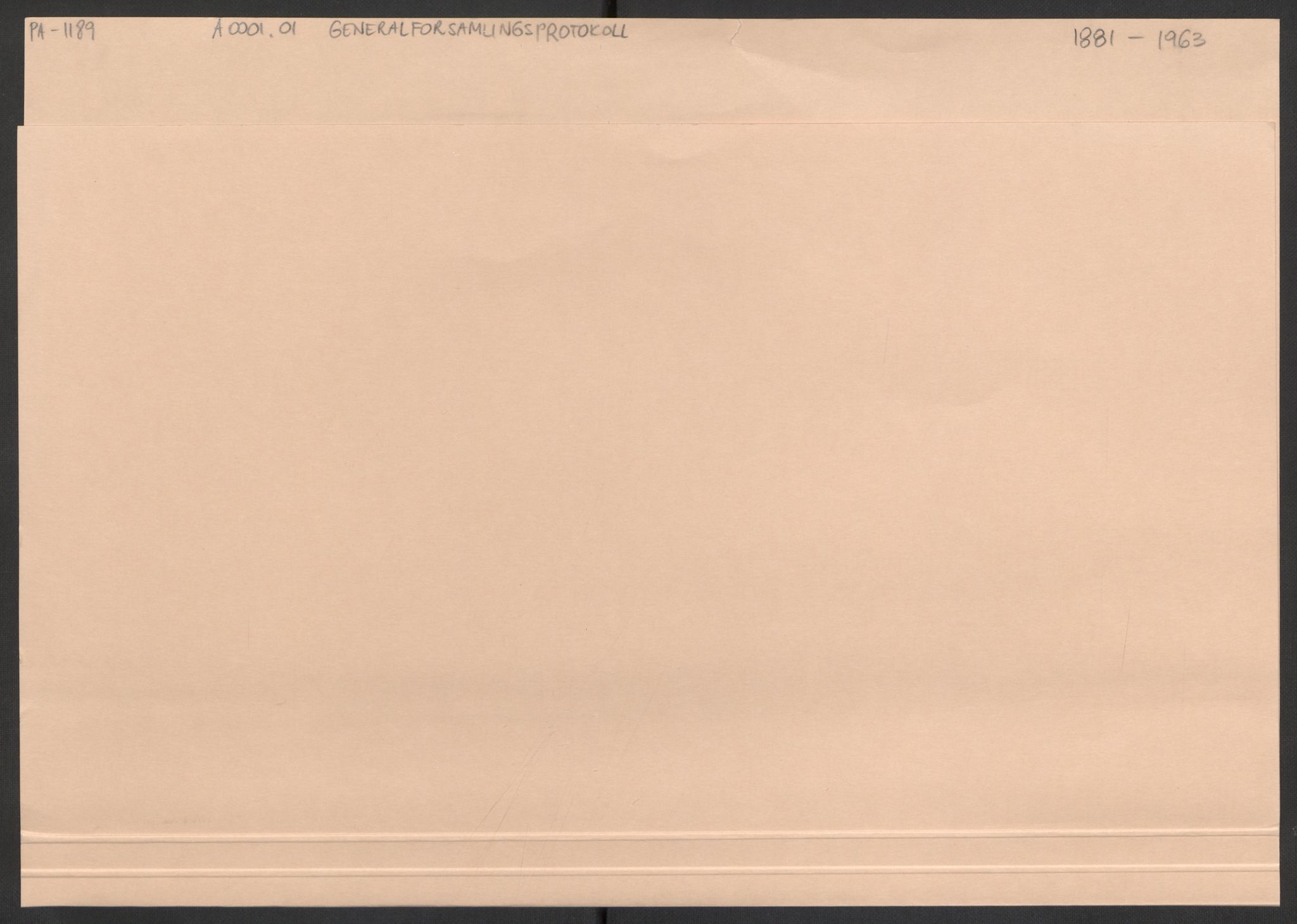 Vesteraalens Dampskibsselskab, RA/PA-1189/A/L0001/0001: -- / Generalforsamlingsprotokoll (m/ innlagte løse ark), 1881-1963