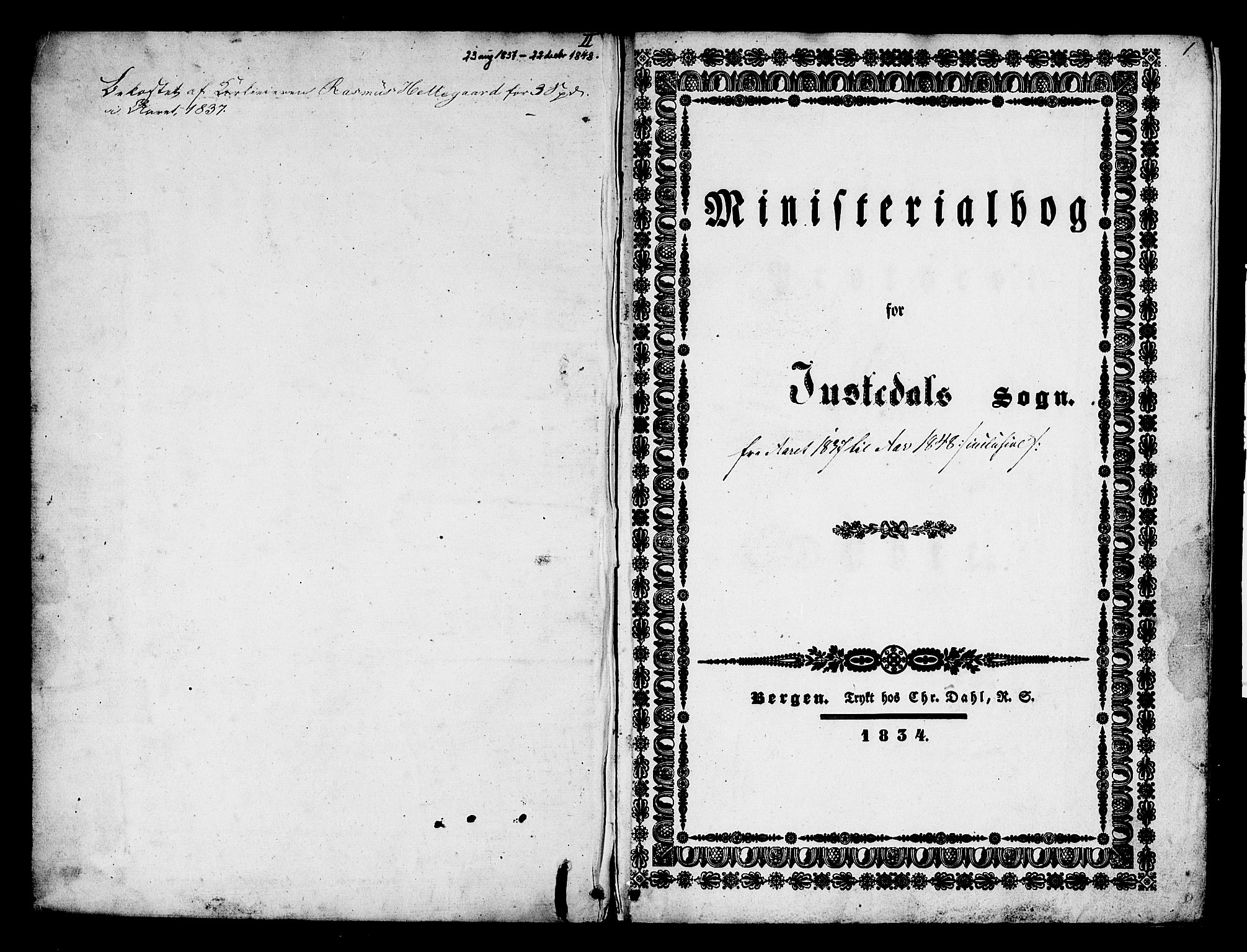 Jostedal sokneprestembete, SAB/A-80601/H/Haa/Haaa/L0004: Ministerialbok nr. A 4, 1837-1848, s. 1