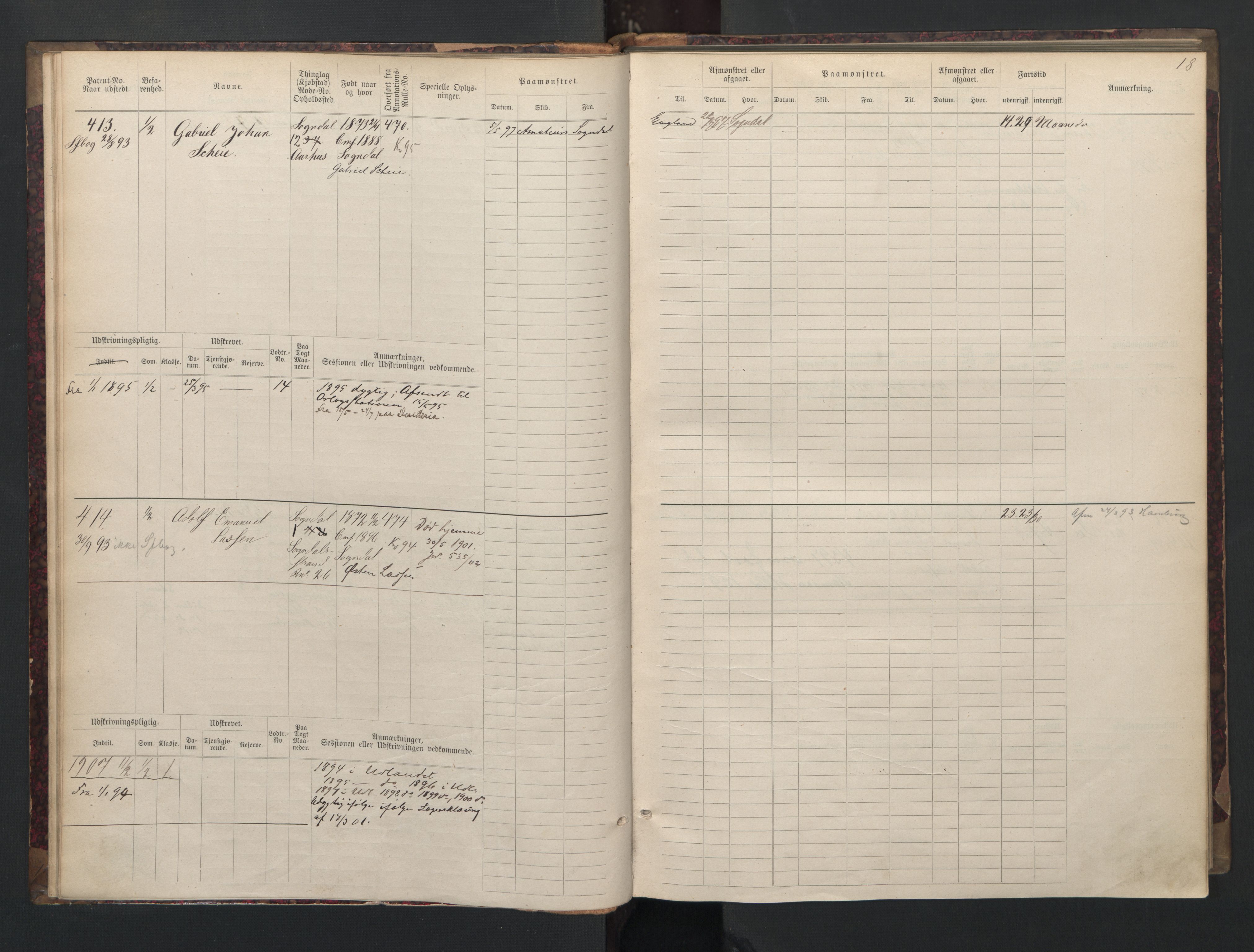 Sogndal mønstringskrets, SAK/2031-0020/F/Fb/L0002: Hovedrulle nr. 383-511, P-3, 1889-1948, s. 19