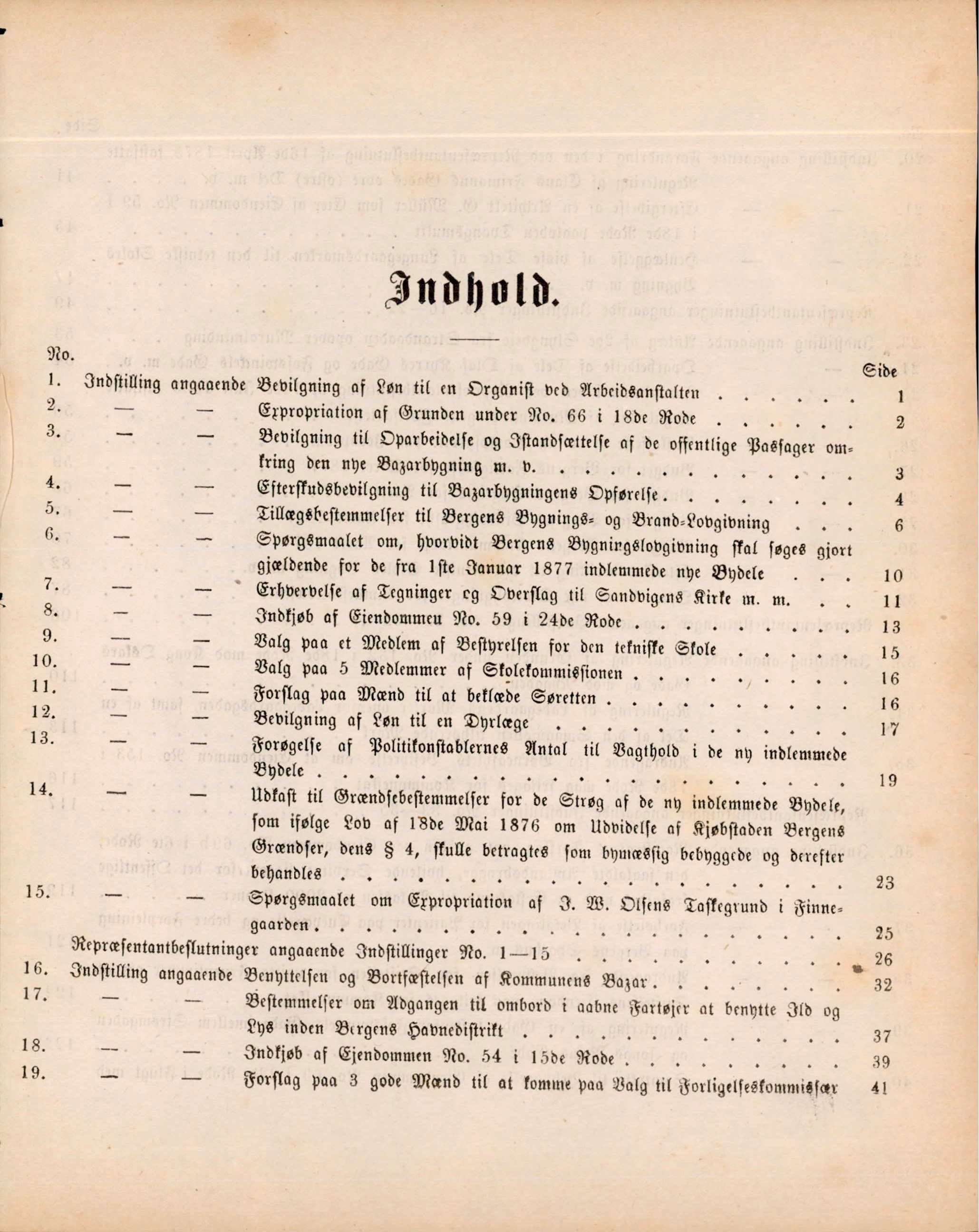 Bergen kommune. Formannskapet, BBA/A-0003/Ad/L0032: Bergens Kommuneforhandlinger, 1877